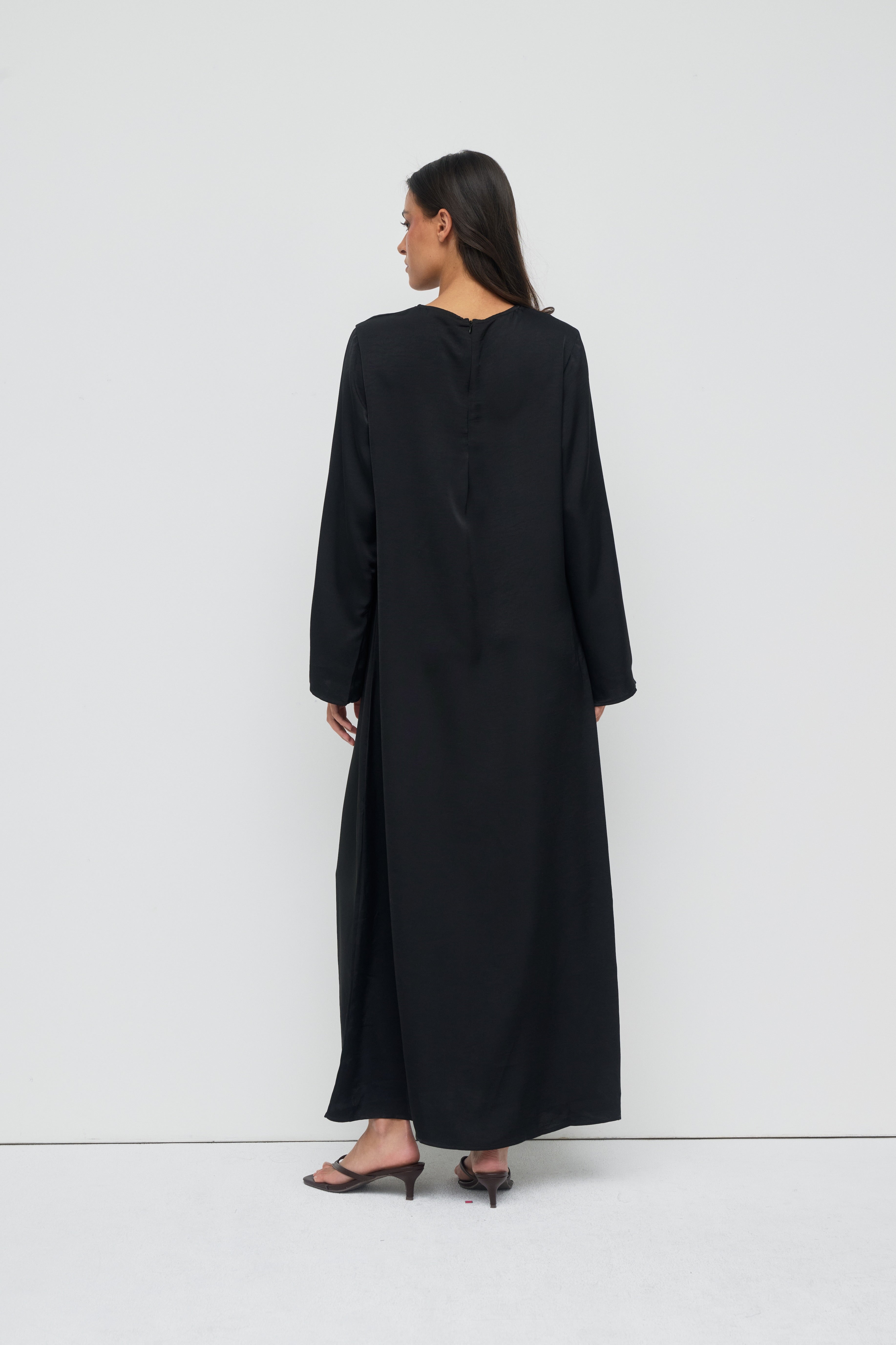Saylor Satin Slip Dress - Black