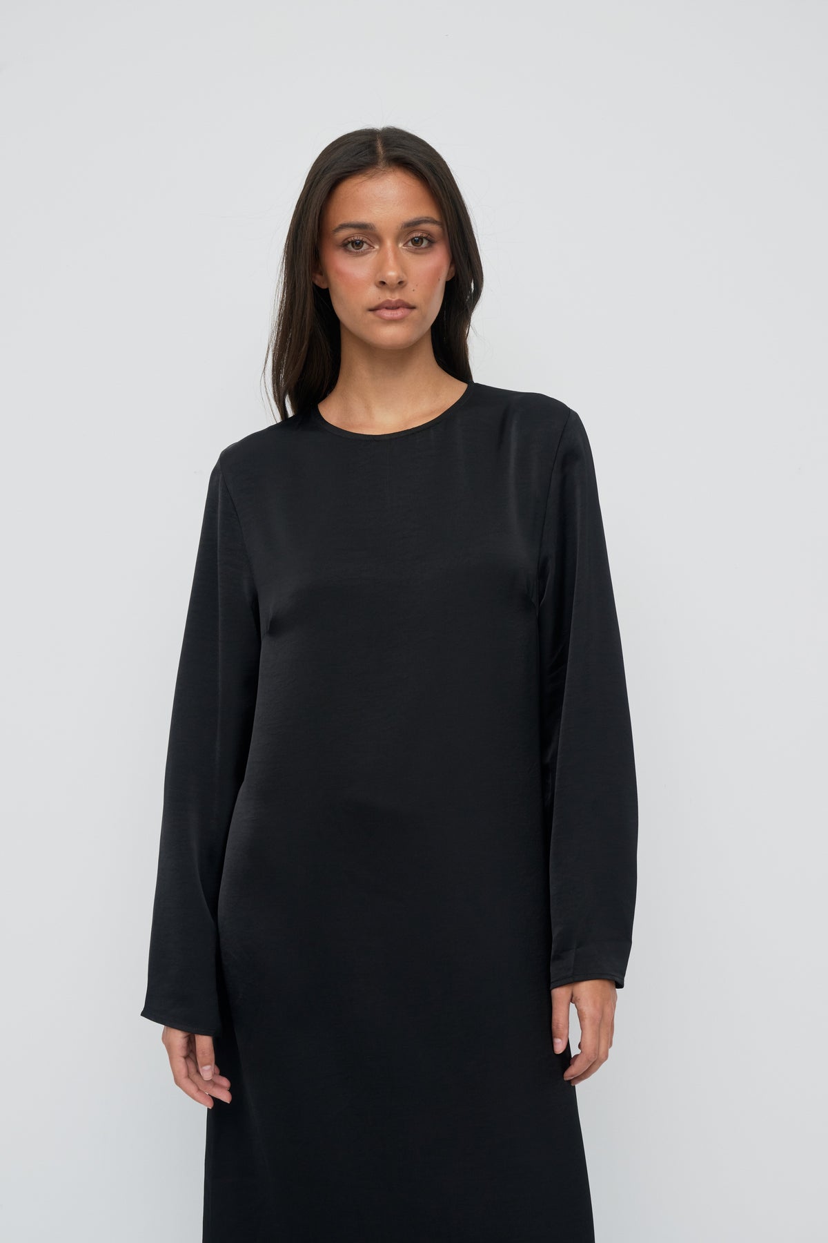 Saylor Satin Slip Dress - Black