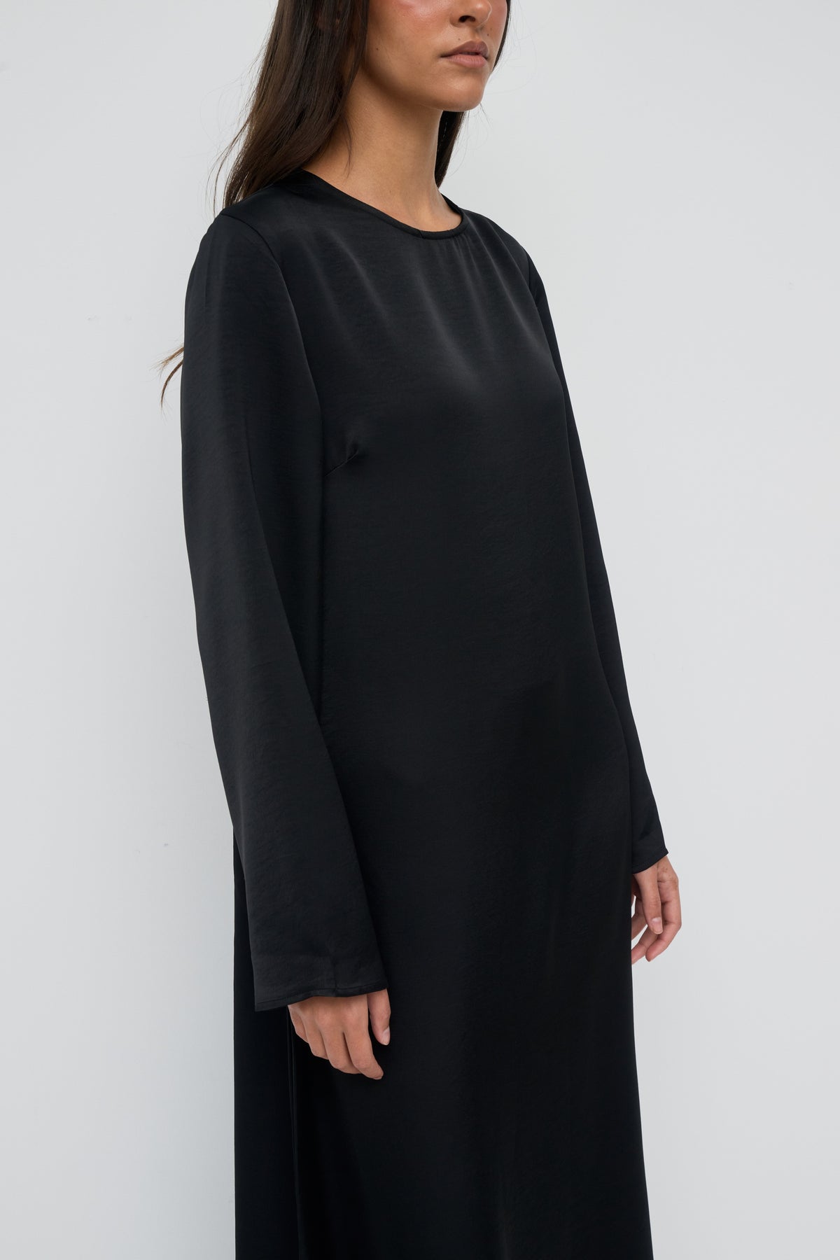 Saylor Satin Slip Dress - Black