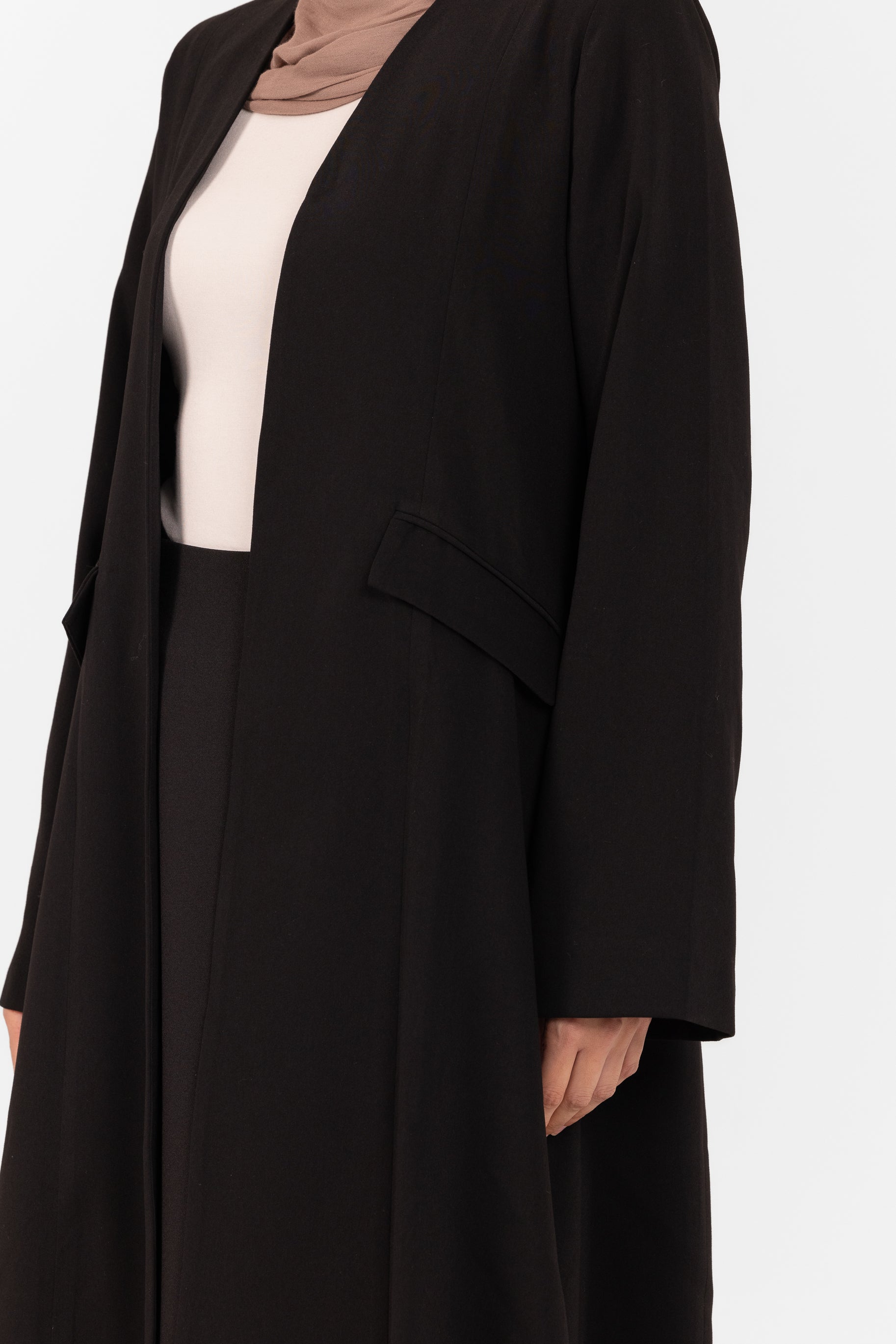 Tahira Open Abaya - Black