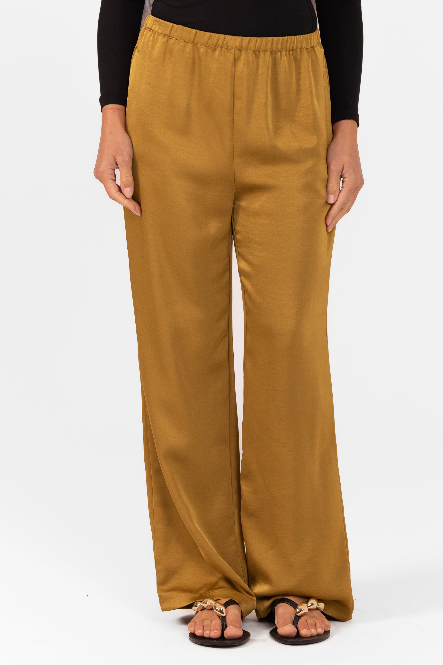 Saylor Satin Pants - Mustard