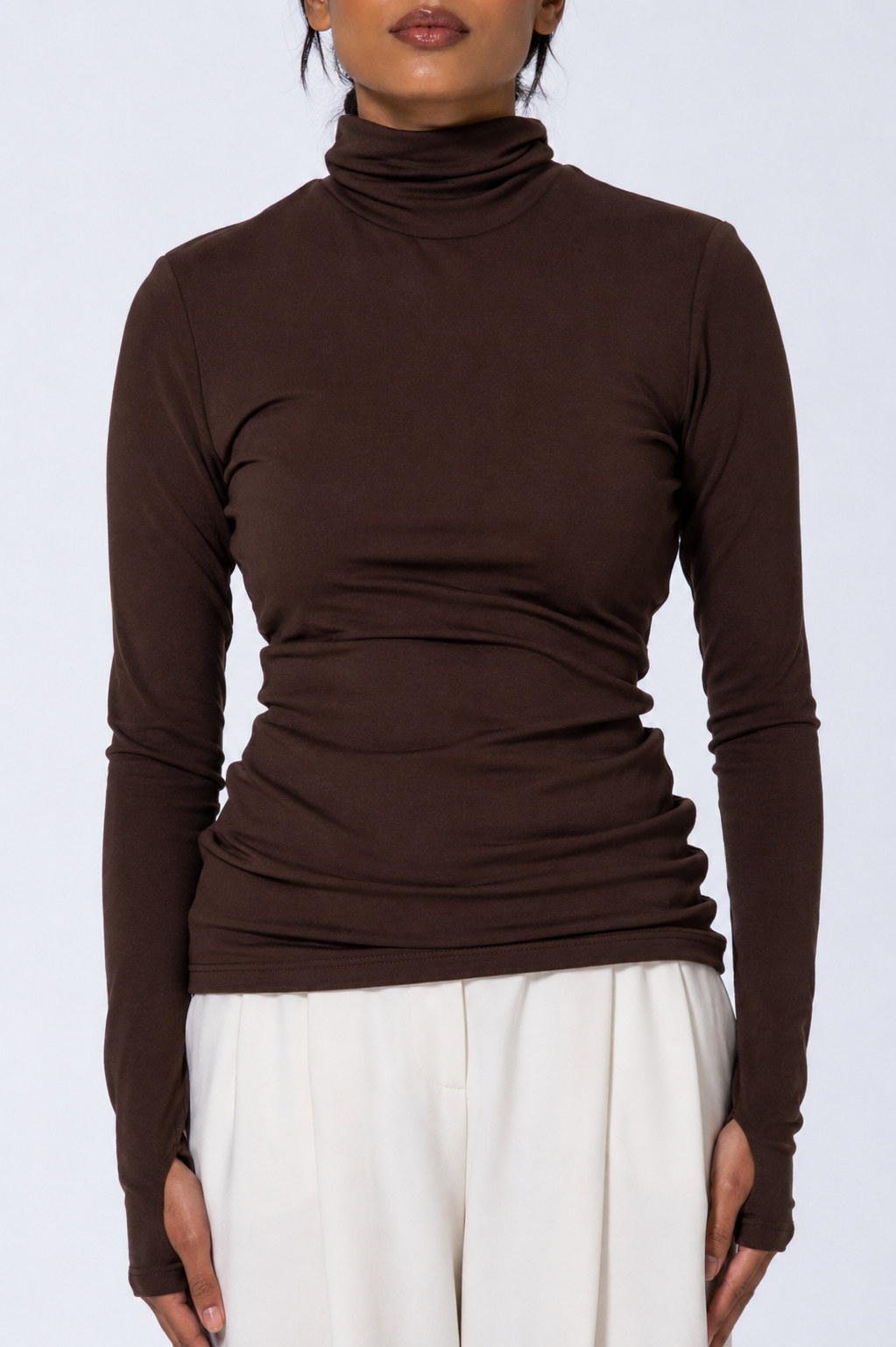 Modal Turtleneck Top - Espresso