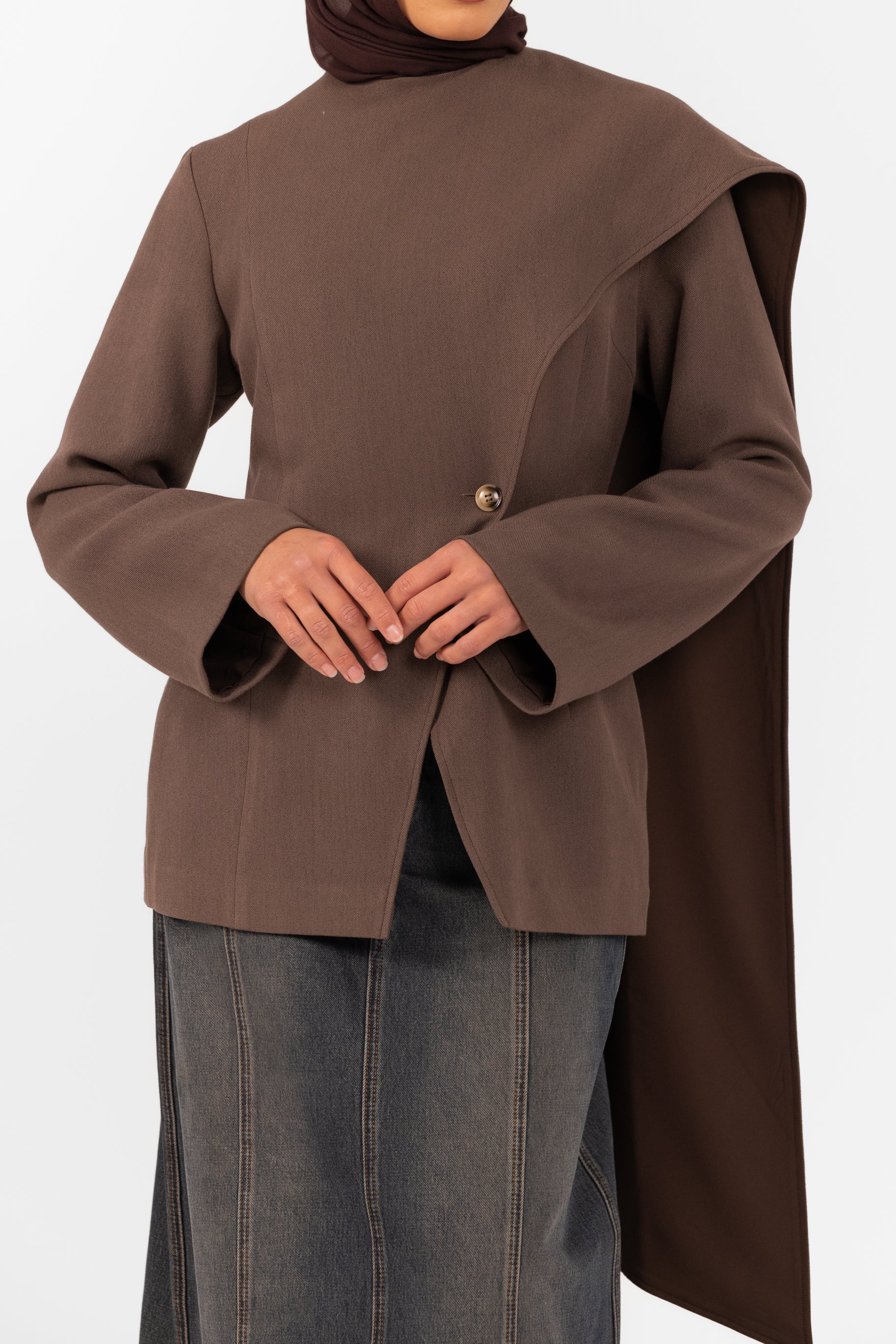 Autumn Shawl Jacket - Brown
