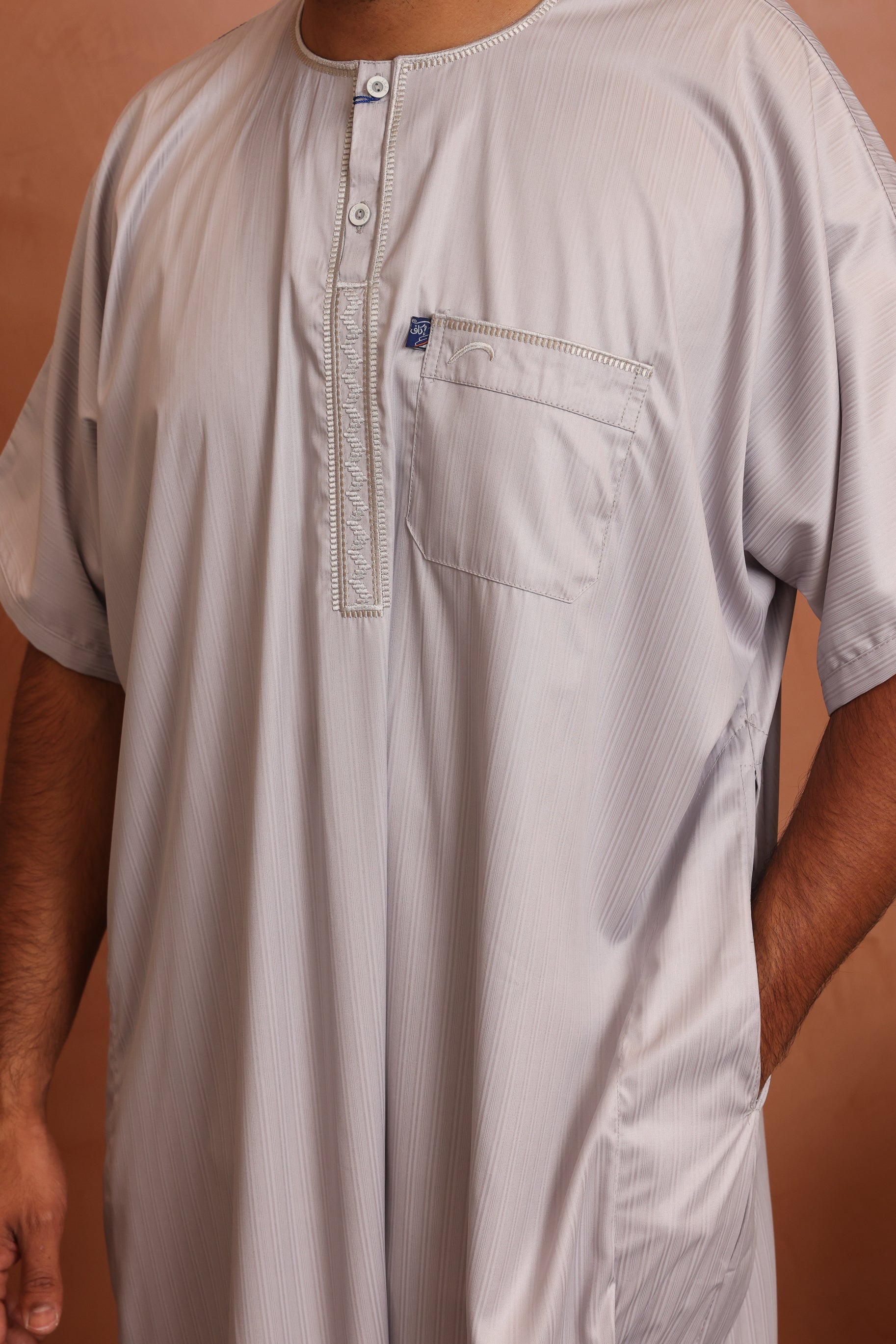 Men's Ikaf Polyester Short Sleeve Abaya - Grey