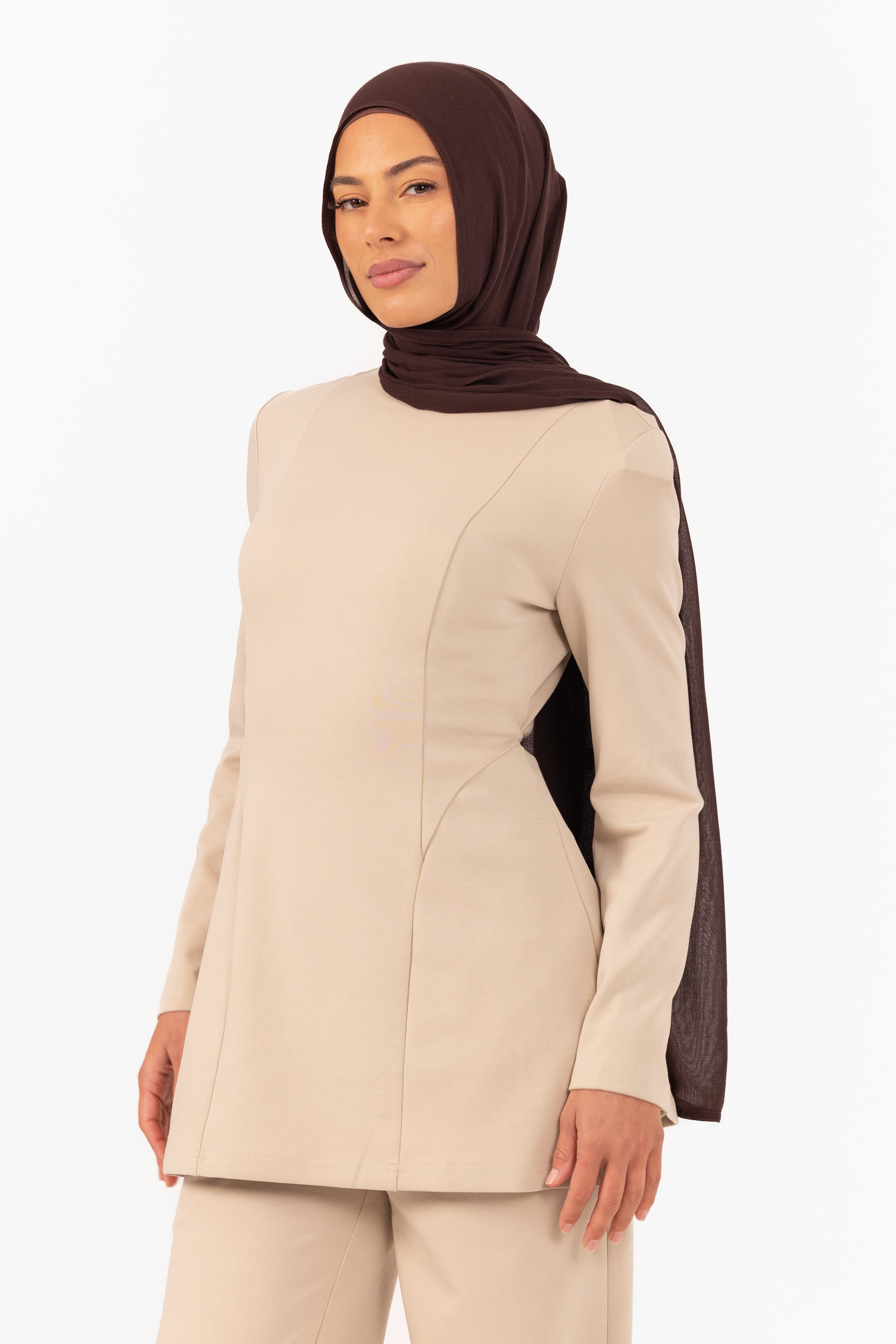 Cotton Contour Top - Light Taupe