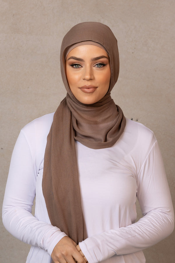 Double Stitched Modal Scarf - 19 Brown Taupe