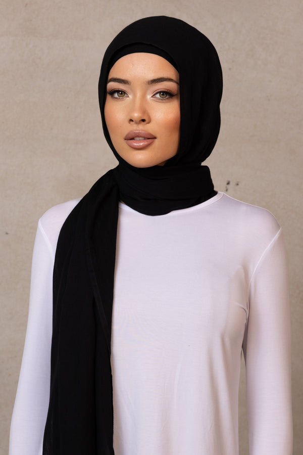 Double Stitched Modal Scarf - 30 Black