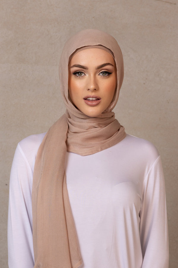 Double Stitched Modal Scarf - 5 Taupe