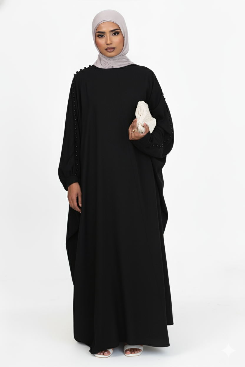 Leana Batwing Abaya - Onyx