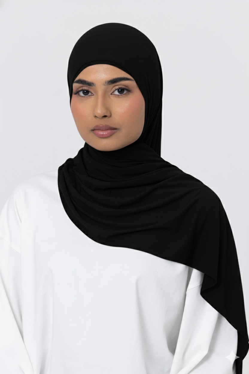 Bamboo Jersey Hijab Set - Black