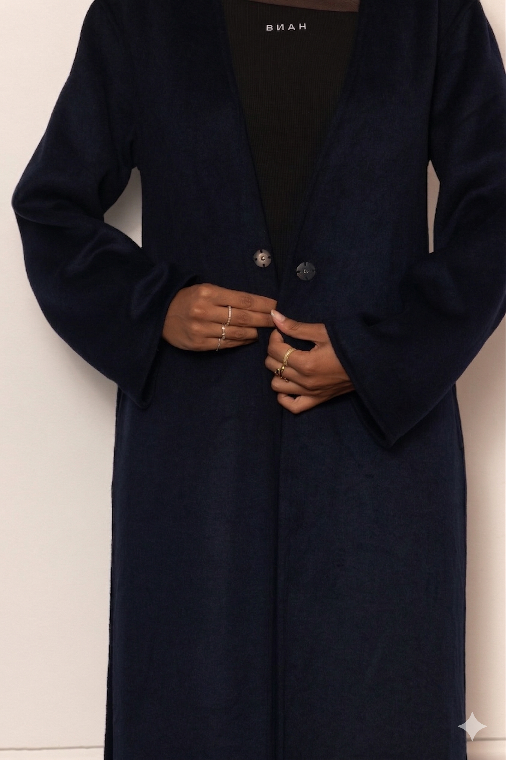 Tara Longline Coat - Navy