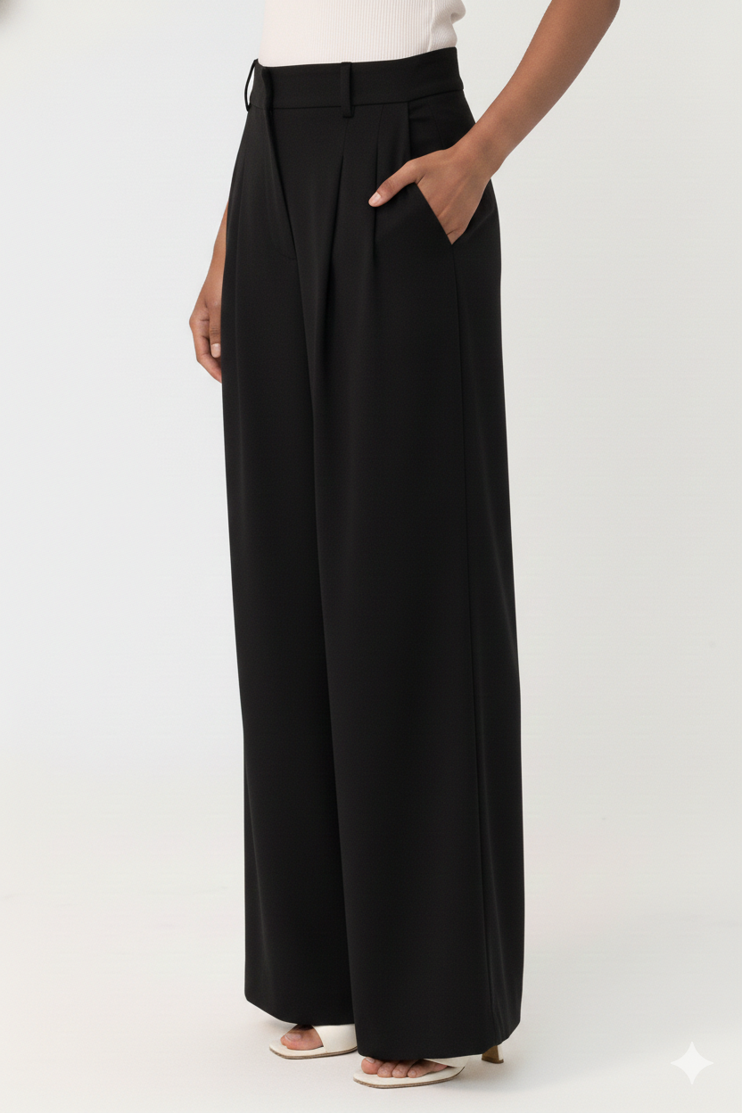 Amelie Pleated Pants - Black