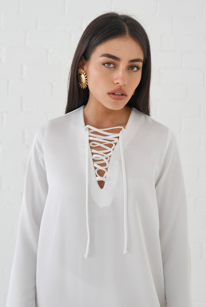Samiha Satin Kaftan Dress - Ivory