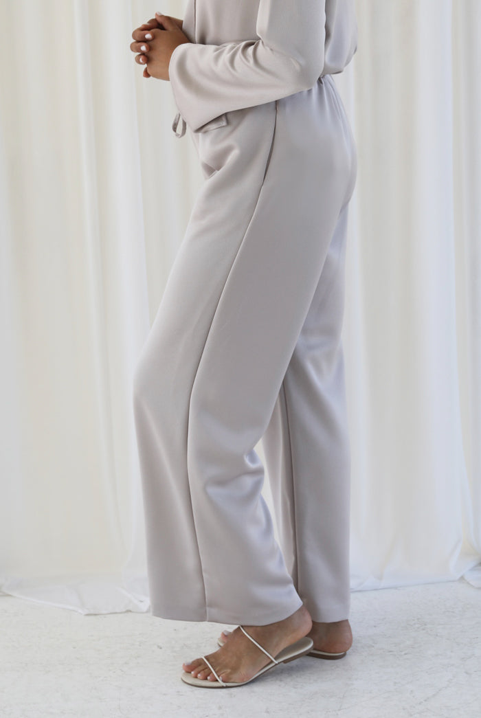 Samiha Satin Pant - Smoke