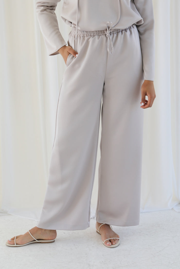 Samiha Satin Pant - Smoke