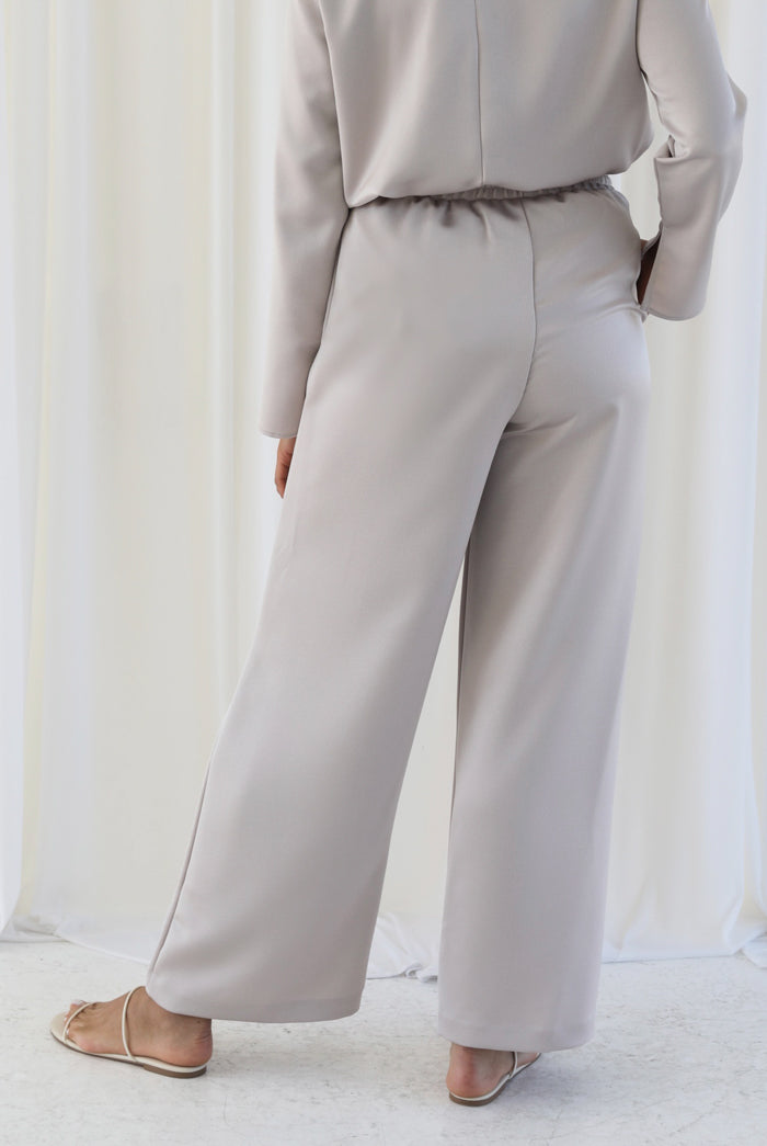 Samiha Satin Pant - Smoke