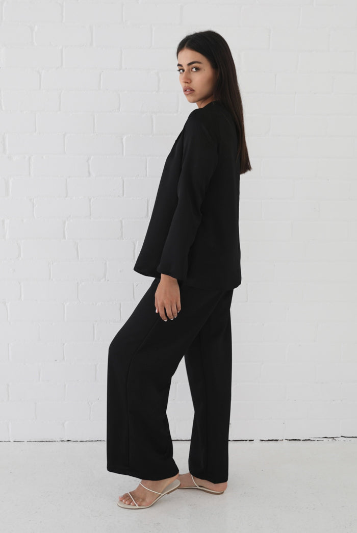 Samiha Satin Top - Black