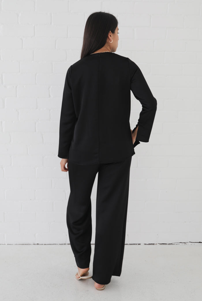 Samiha Satin Top - Black