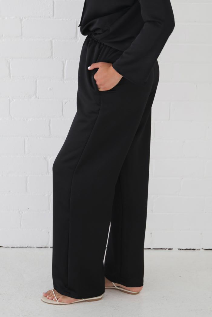 Samiha Satin Pant - Black