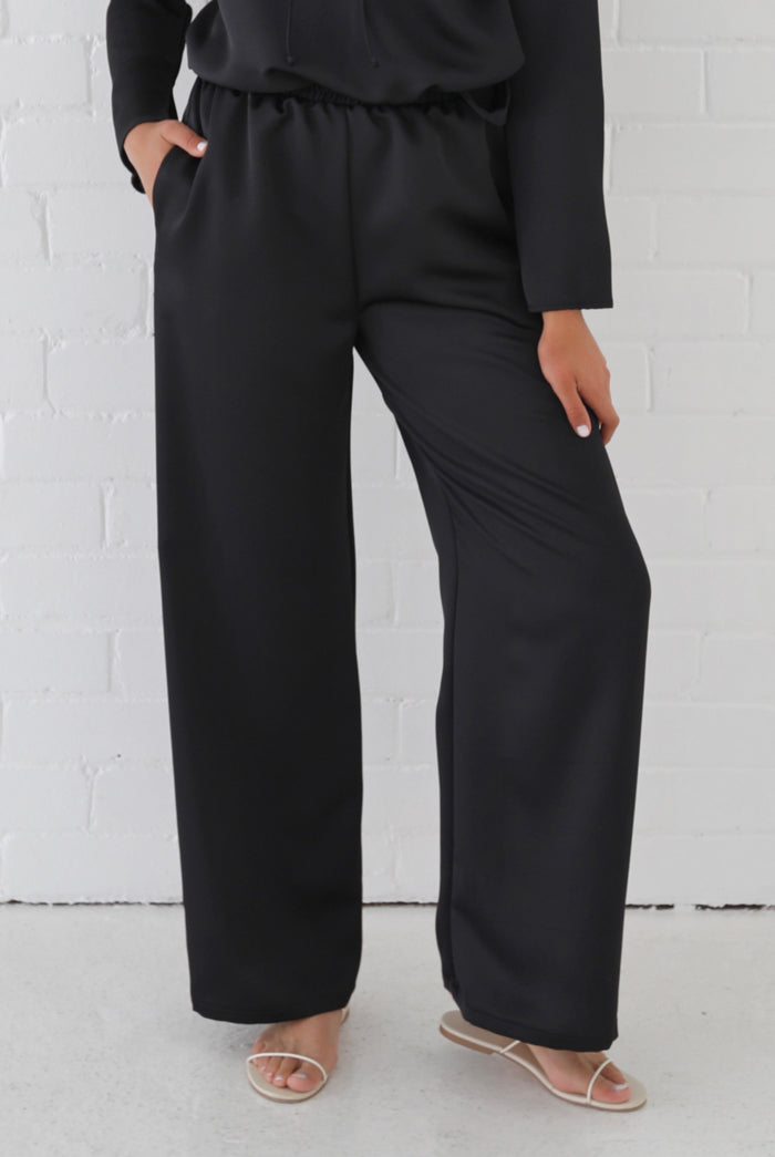 Samiha Satin Pant - Black
