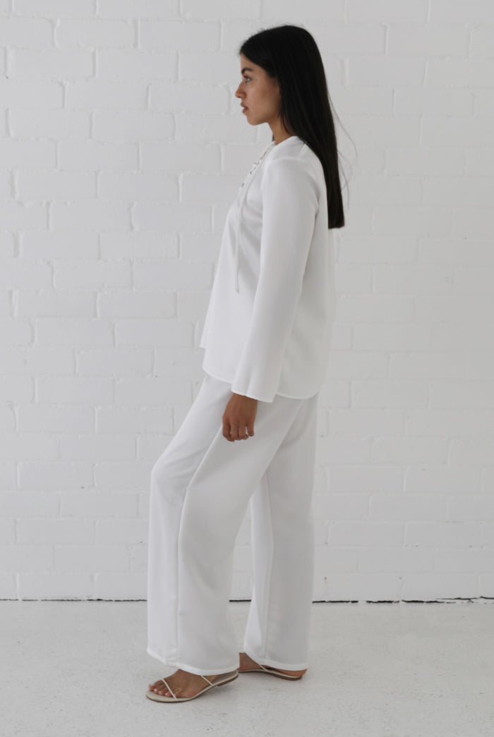 Samiha Satin Top - Ivory