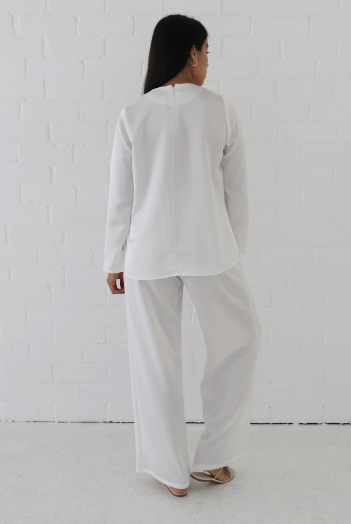 Samiha Satin Top - Ivory