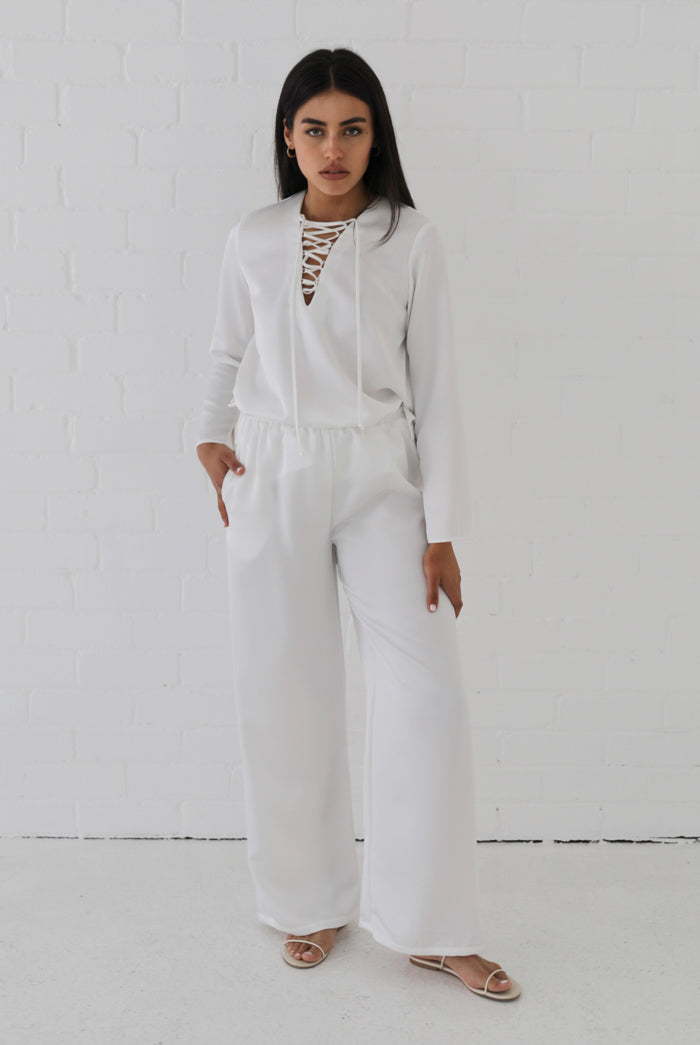 Samiha Satin Pant - Ivory