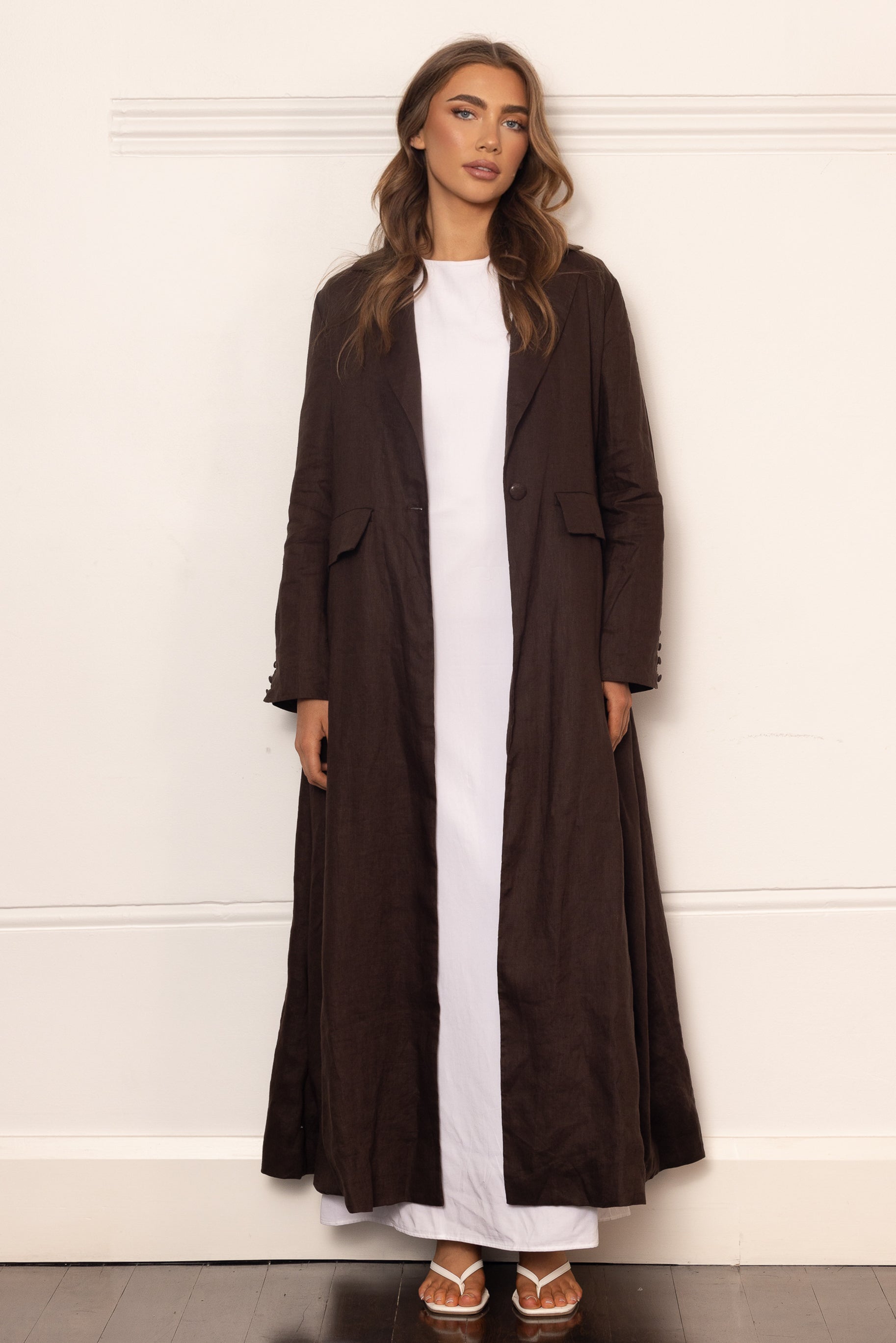 Tailored Open Abaya - Cedar