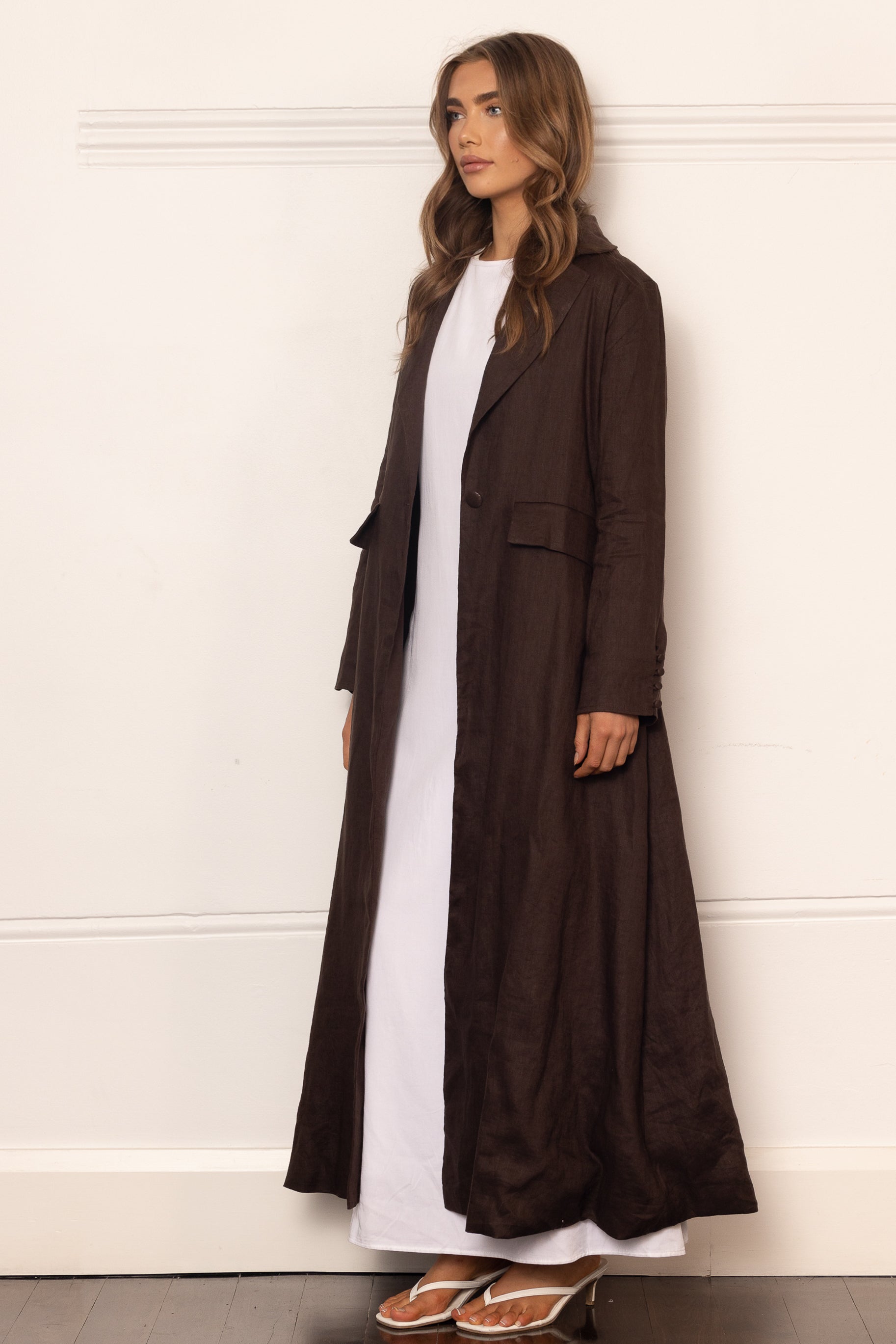 Tailored Open Abaya - Cedar