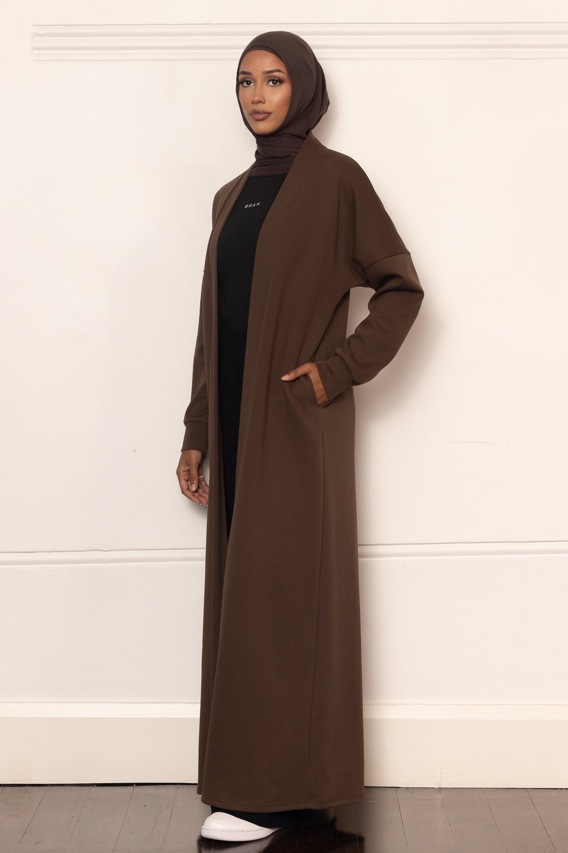 Everyday Winter Open Abaya - Espresso