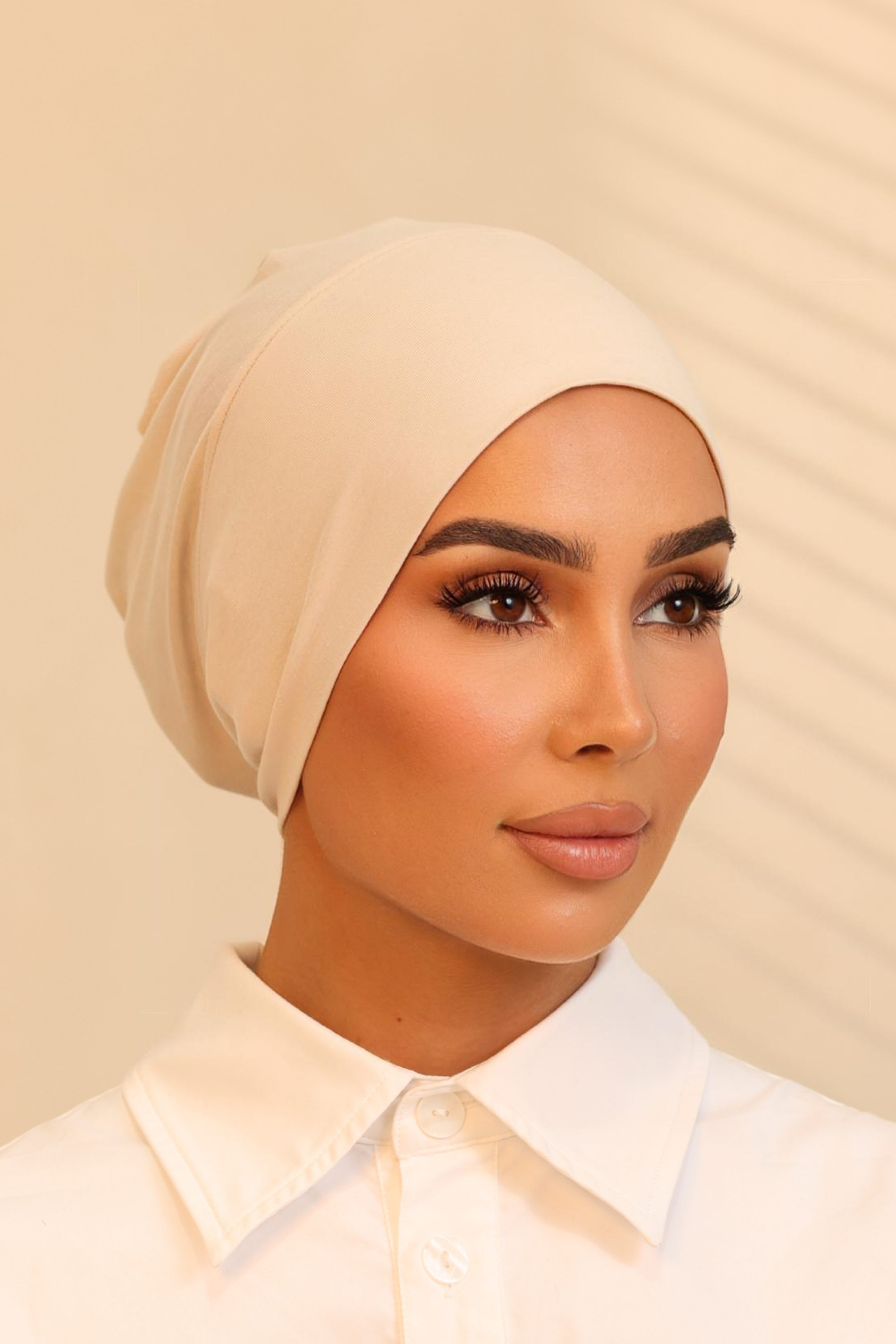 Double Stitched Modal Hijab Set - Light Beige