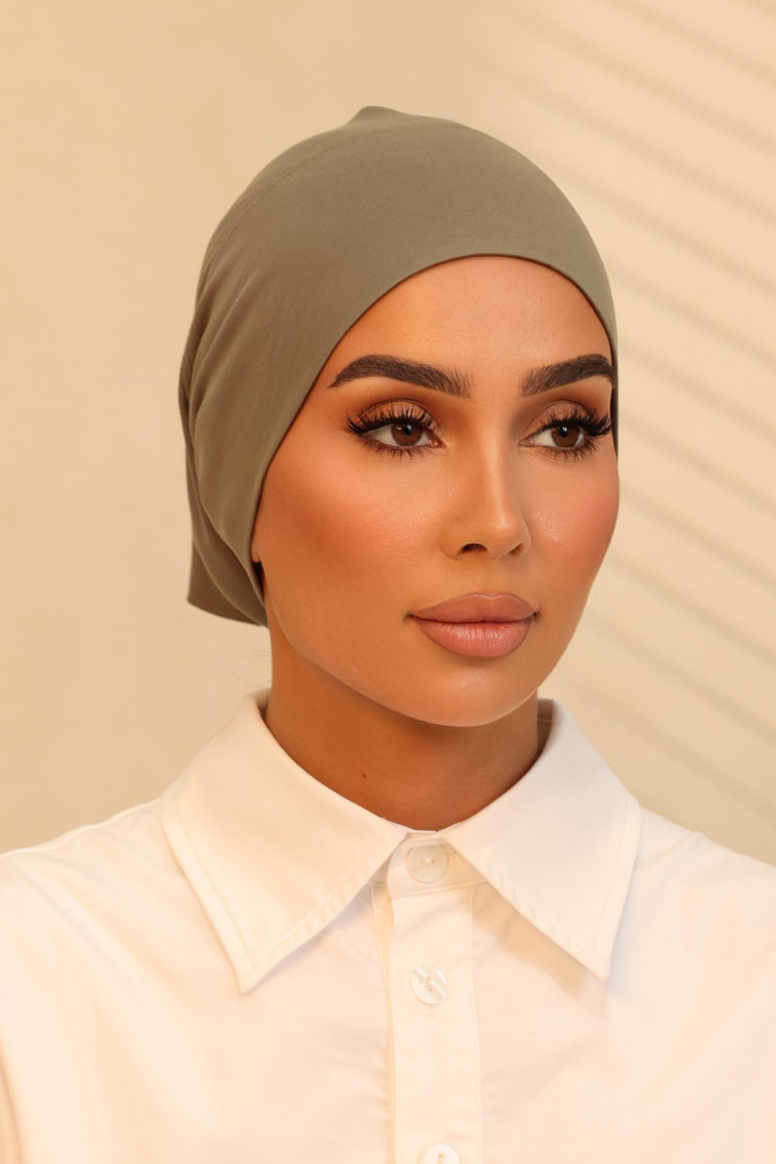 Double Stitched Modal Hijab Set - Khaki