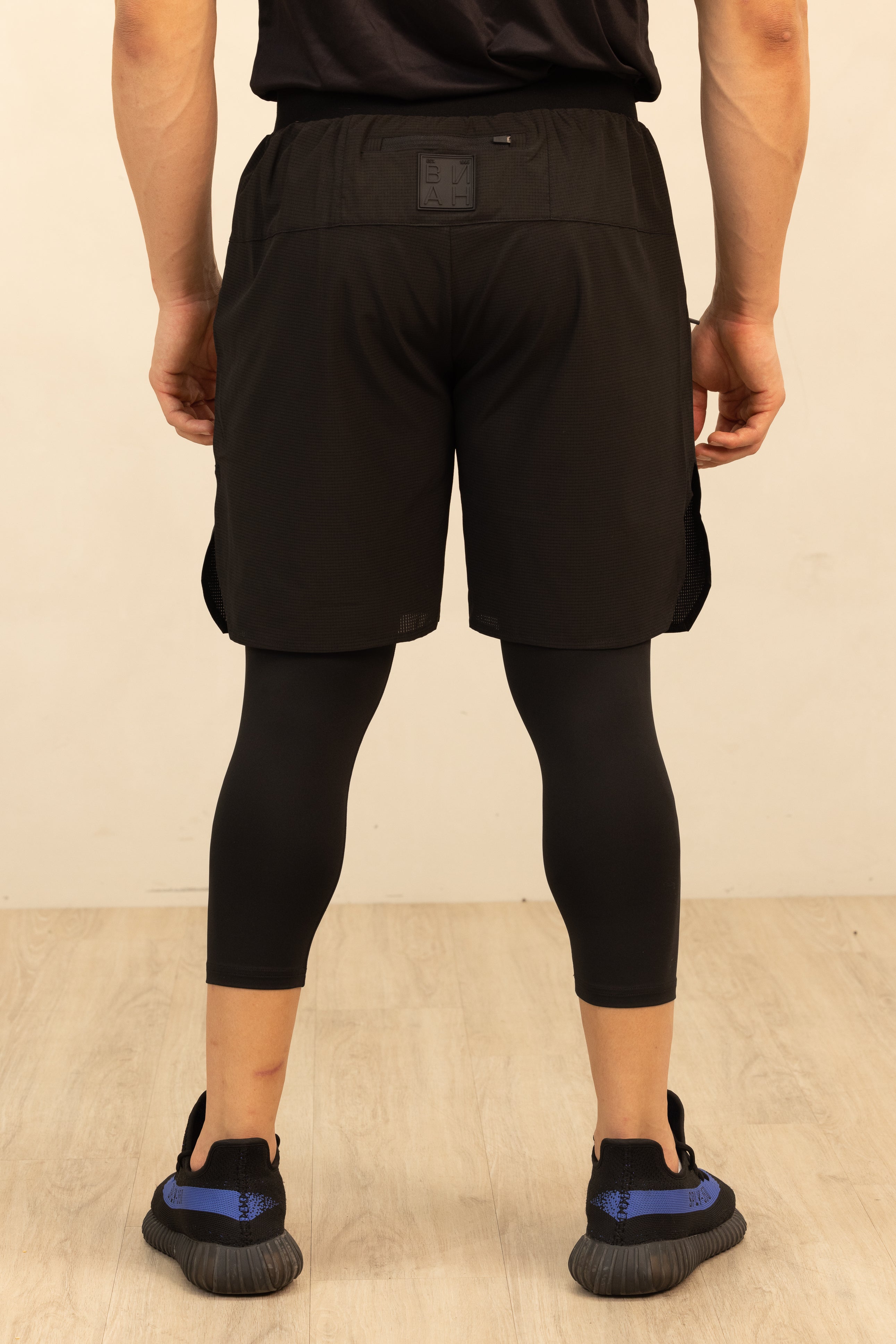 Men's 3/4 Dry Fit Active Shorts - Black