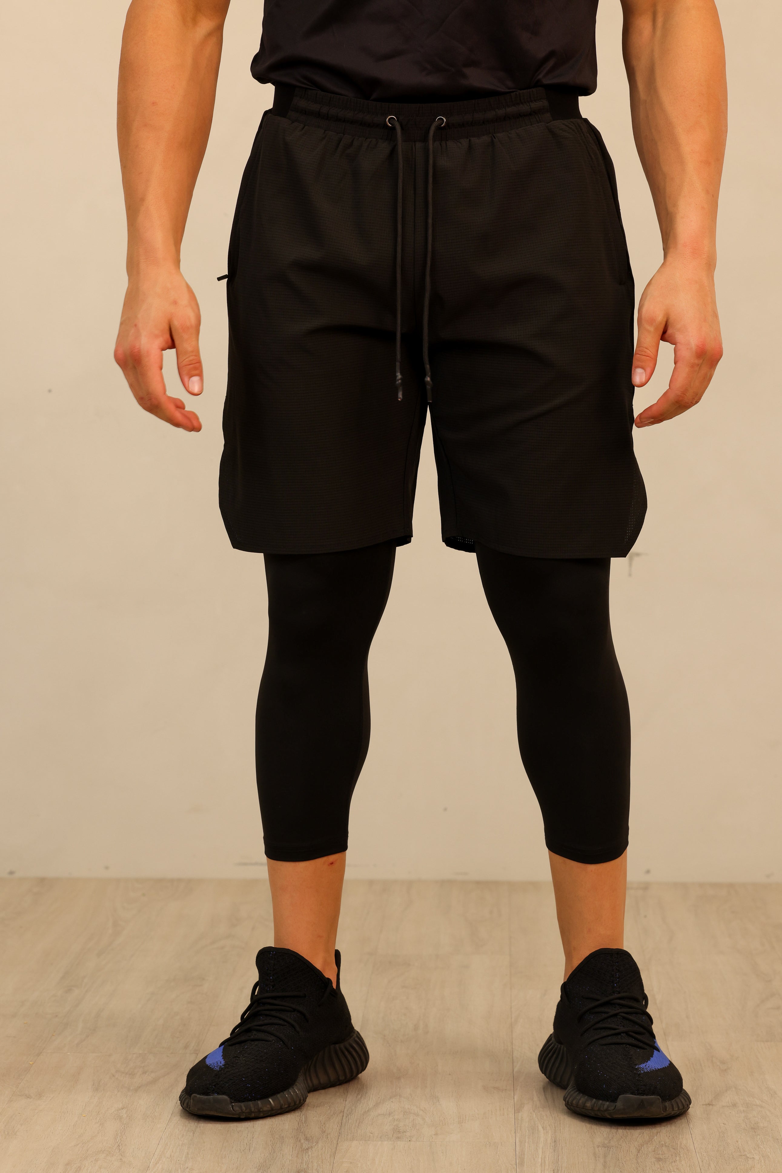 Men's 3/4 Dry Fit Active Shorts - Black