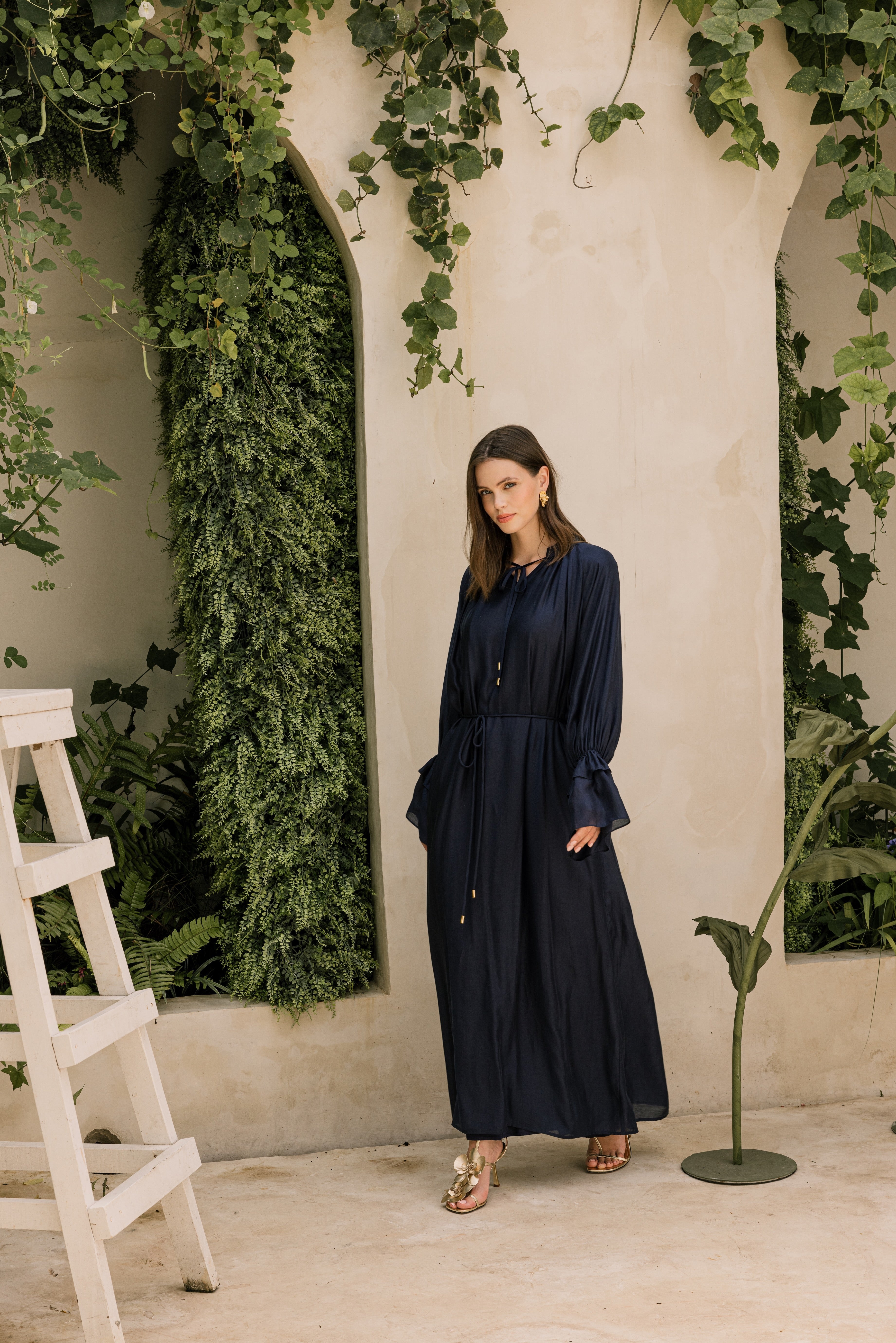 Zaria Chiffon Abaya - Navy