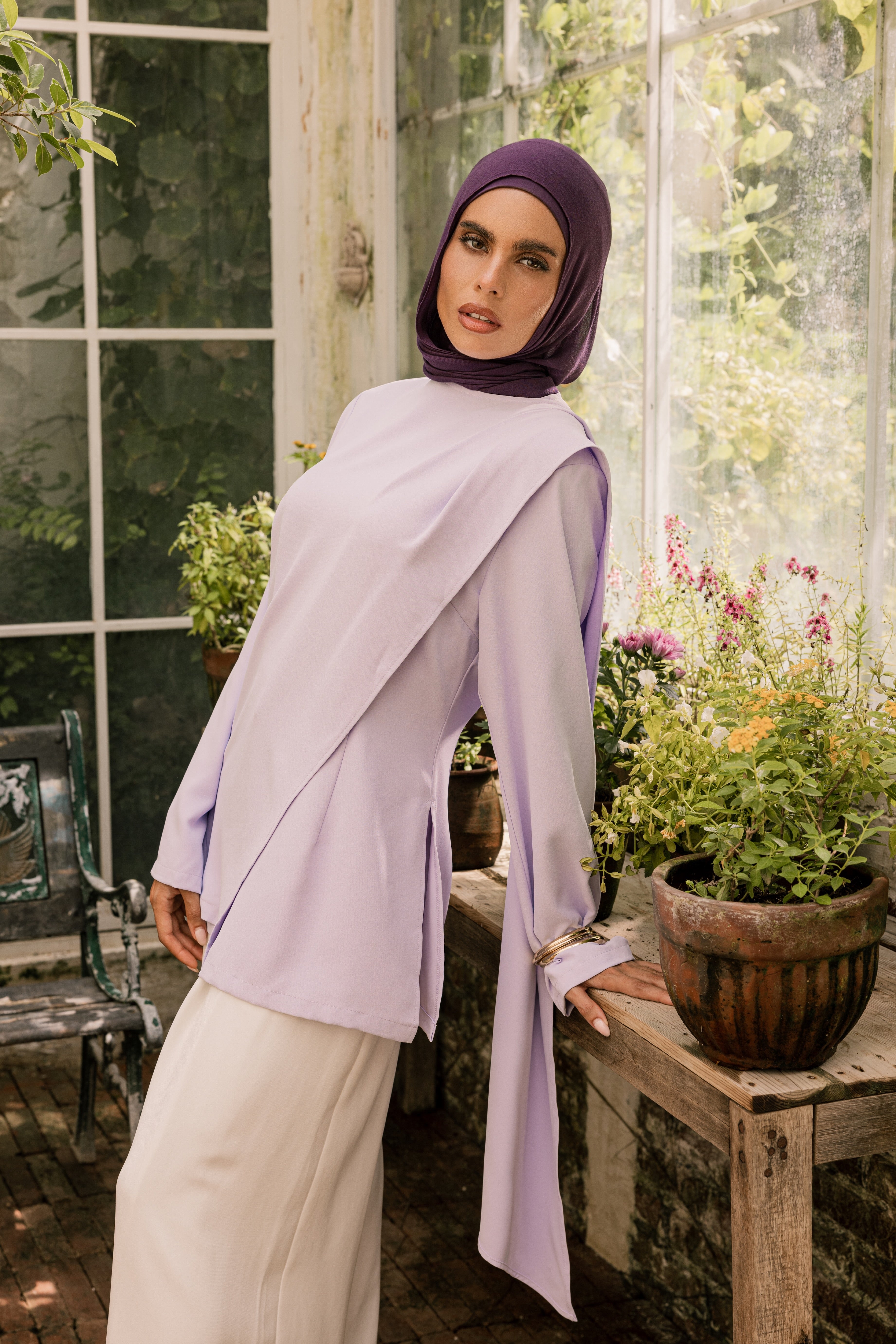 Gardenia Drape Top - Lavender