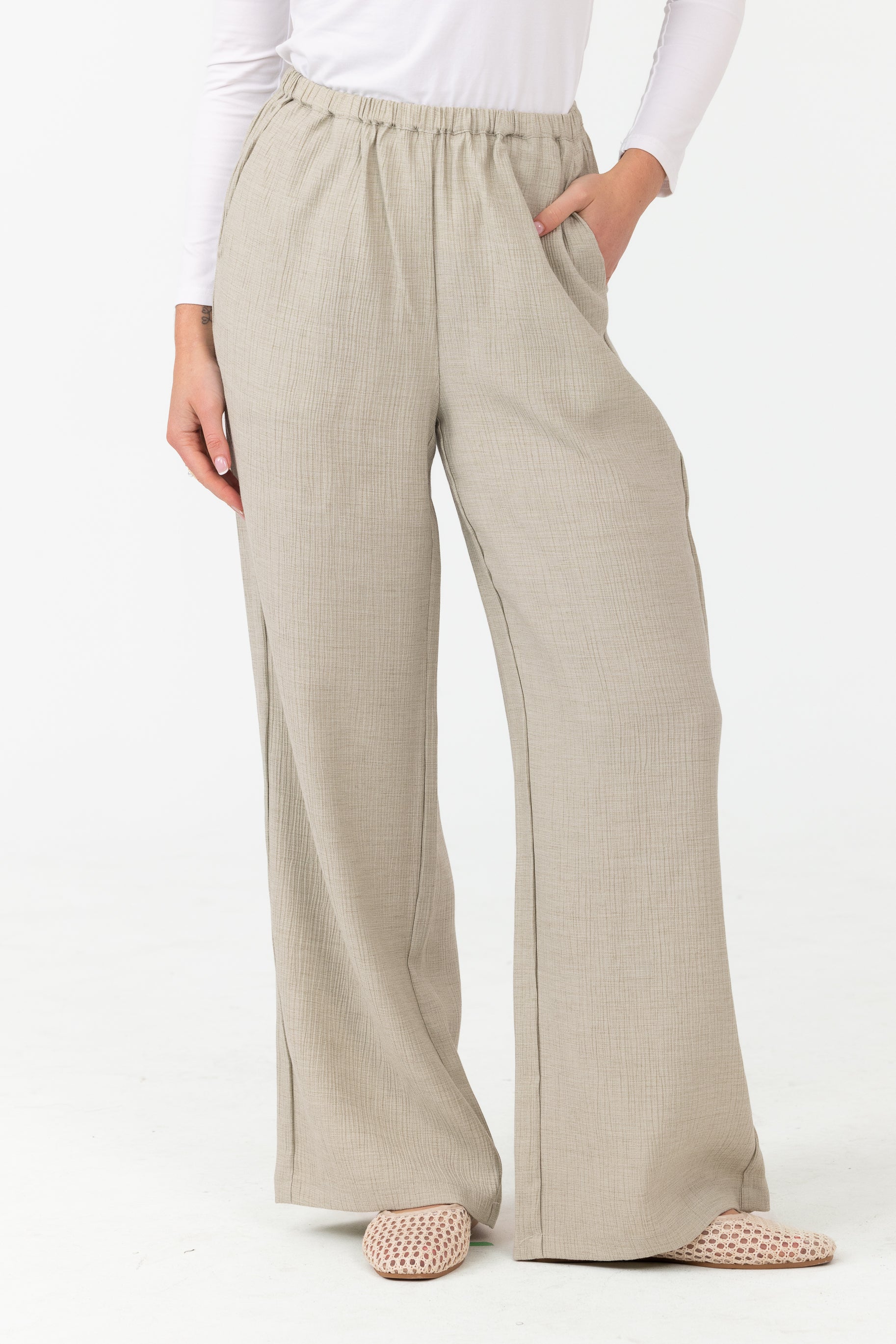 Yara Crinkle Pants - Pistachio
