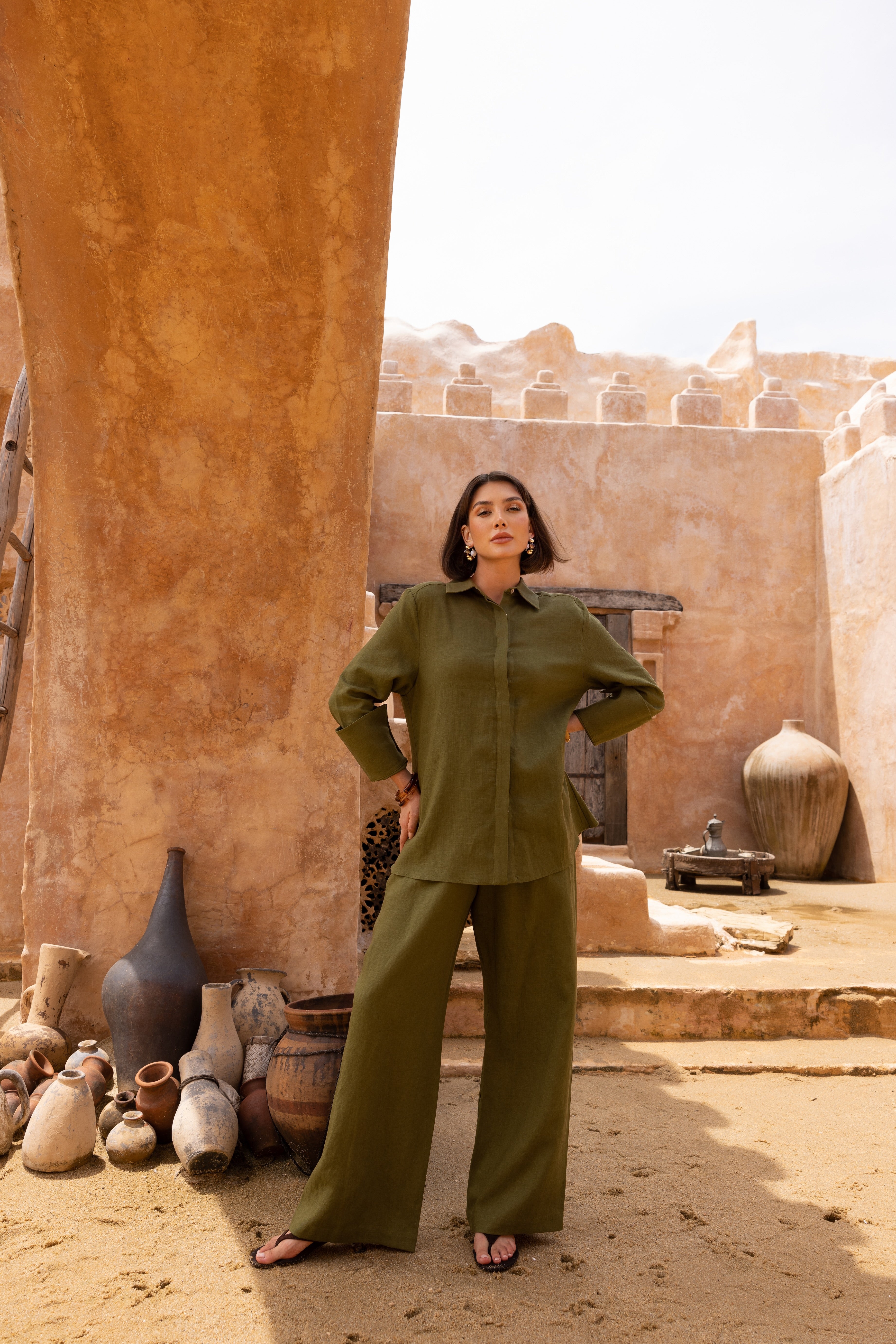 Gianna Button Up Shirt - Khaki