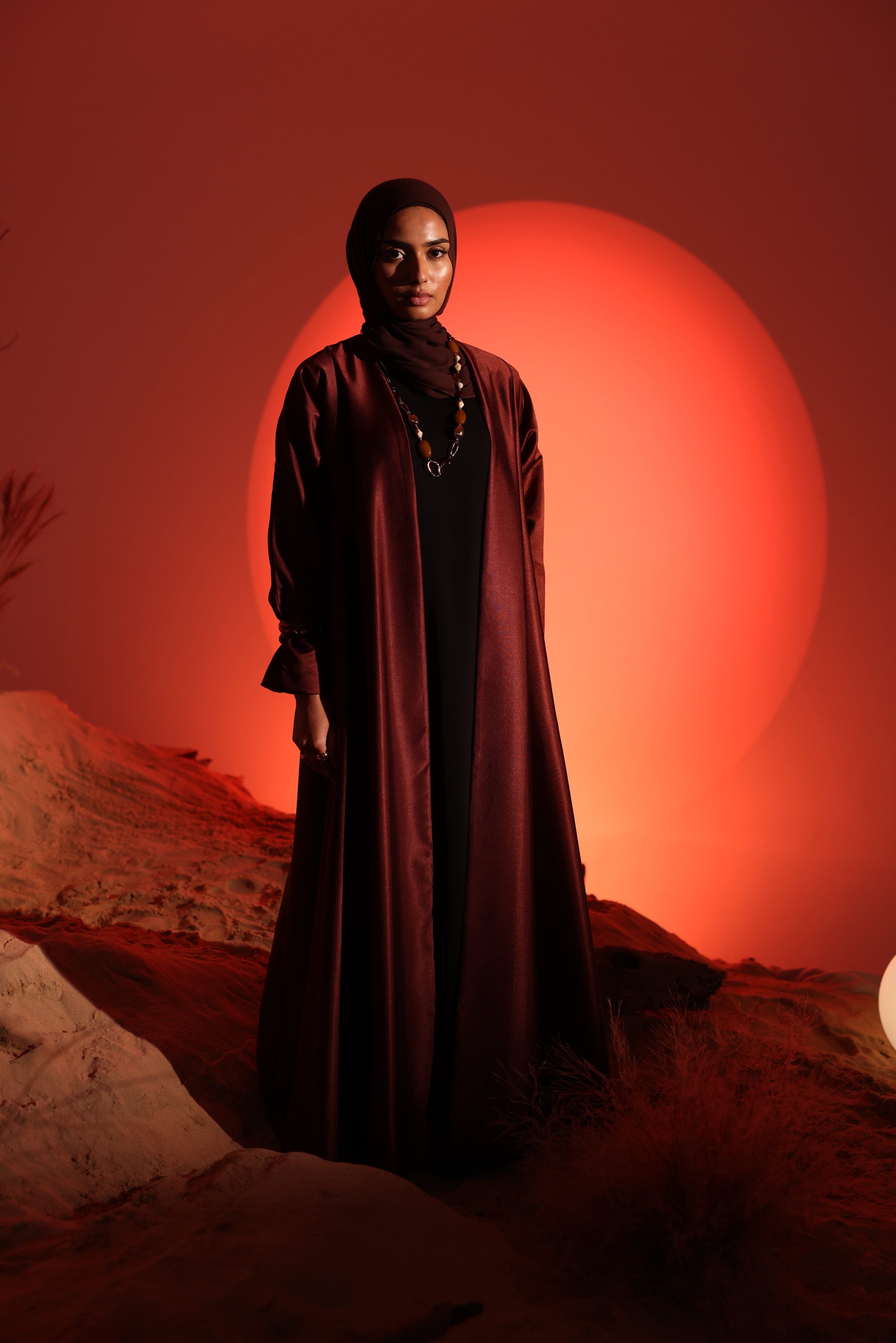 Astra Open Abaya - Maroon