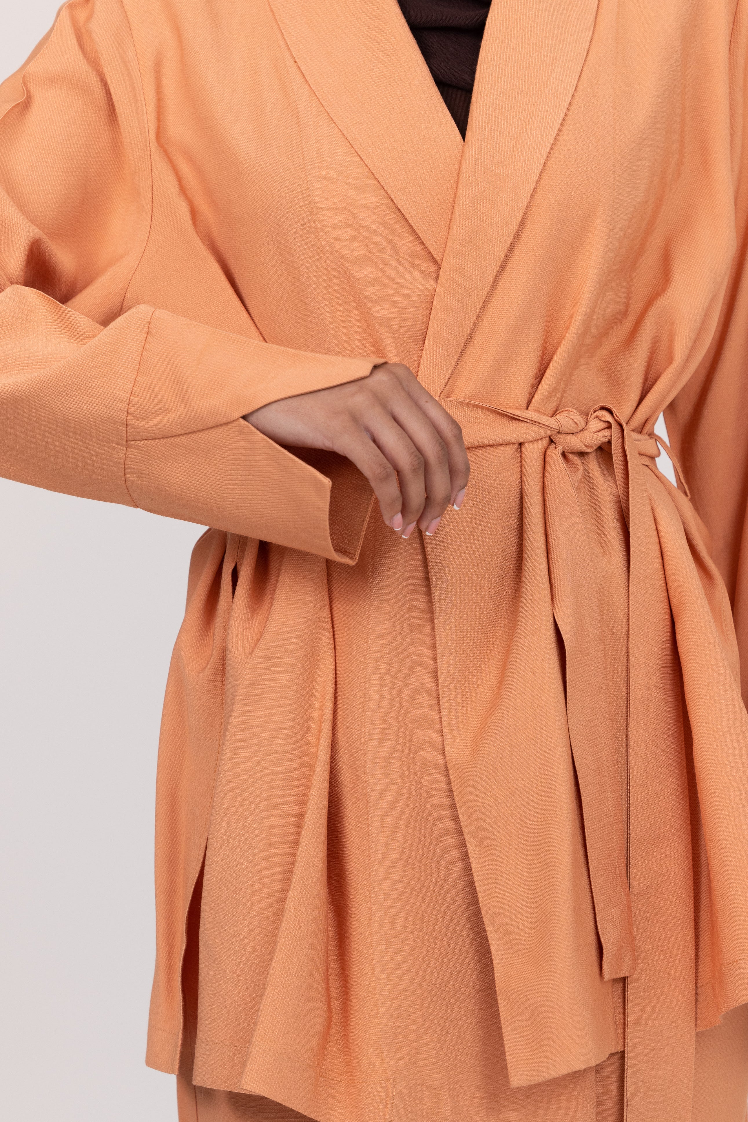 Nadira Co Ord Linen Jacket - Muted Orange