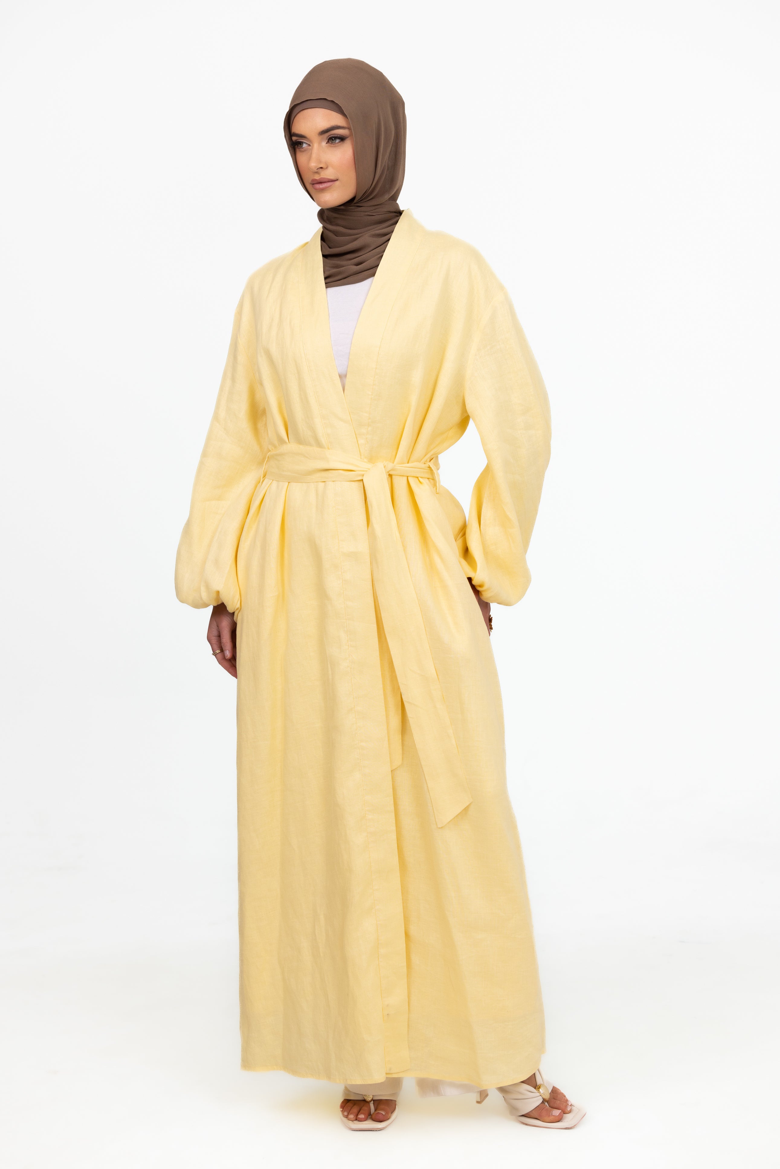 Elaria Open Abaya - Butter Yellow