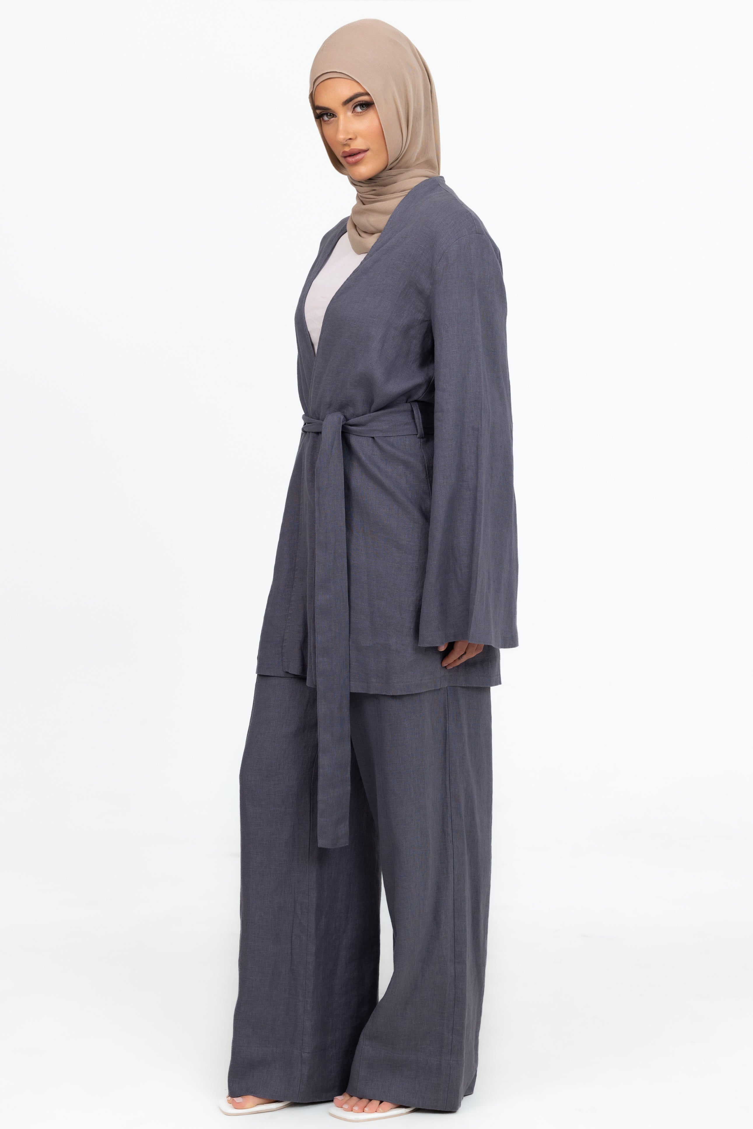 Anaya Open Blouse - Slate