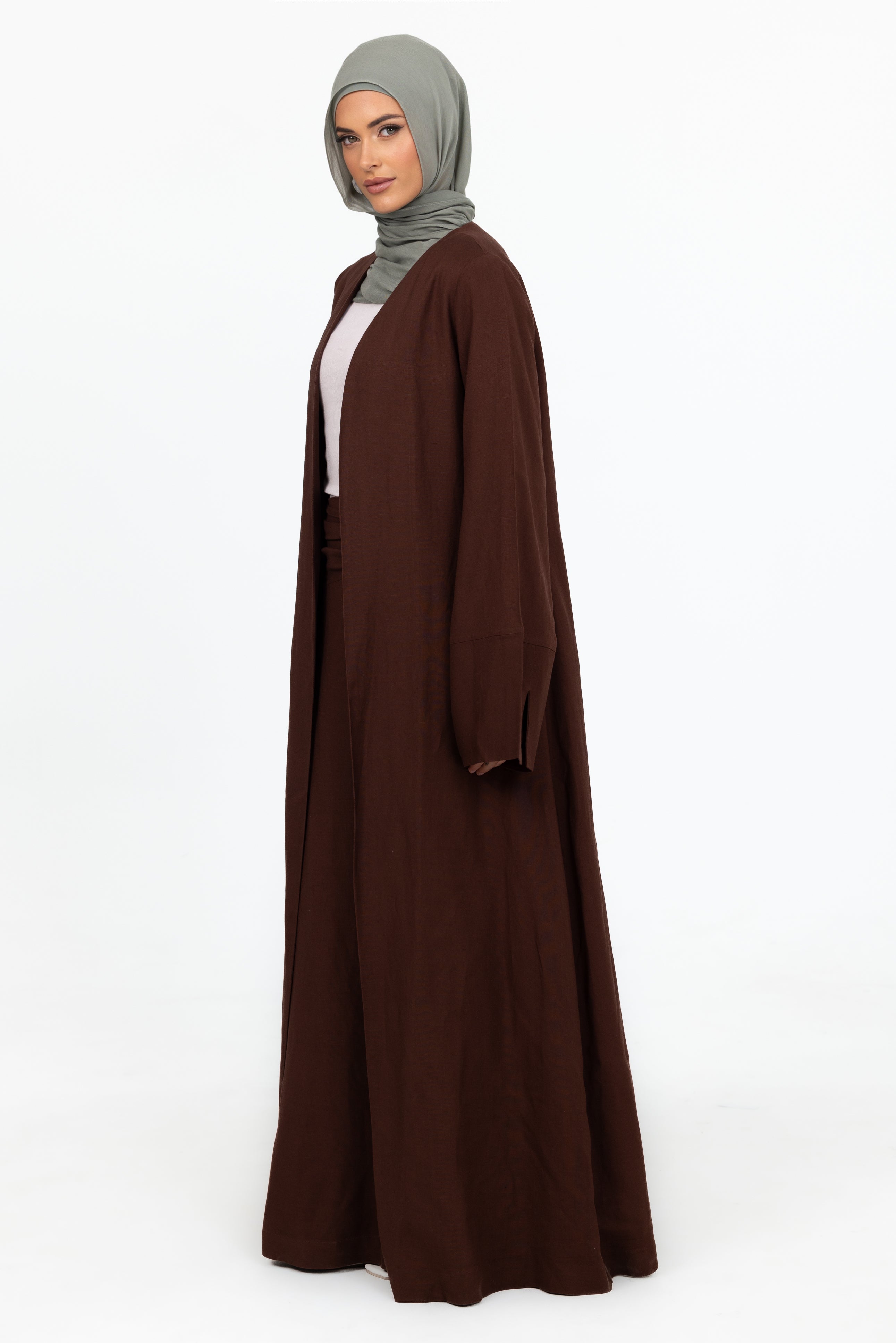 Naila Open Abaya - Chocolate