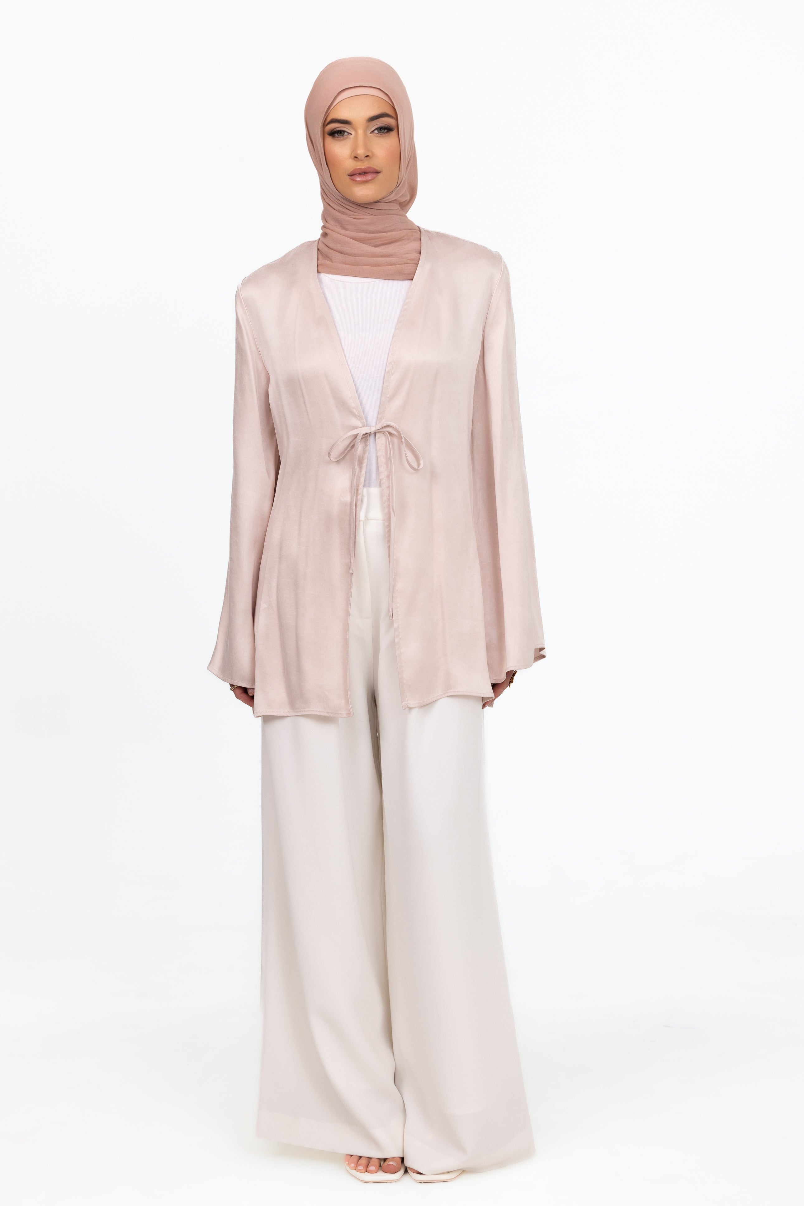 Cupro Tie Up Top - Pearl Pink