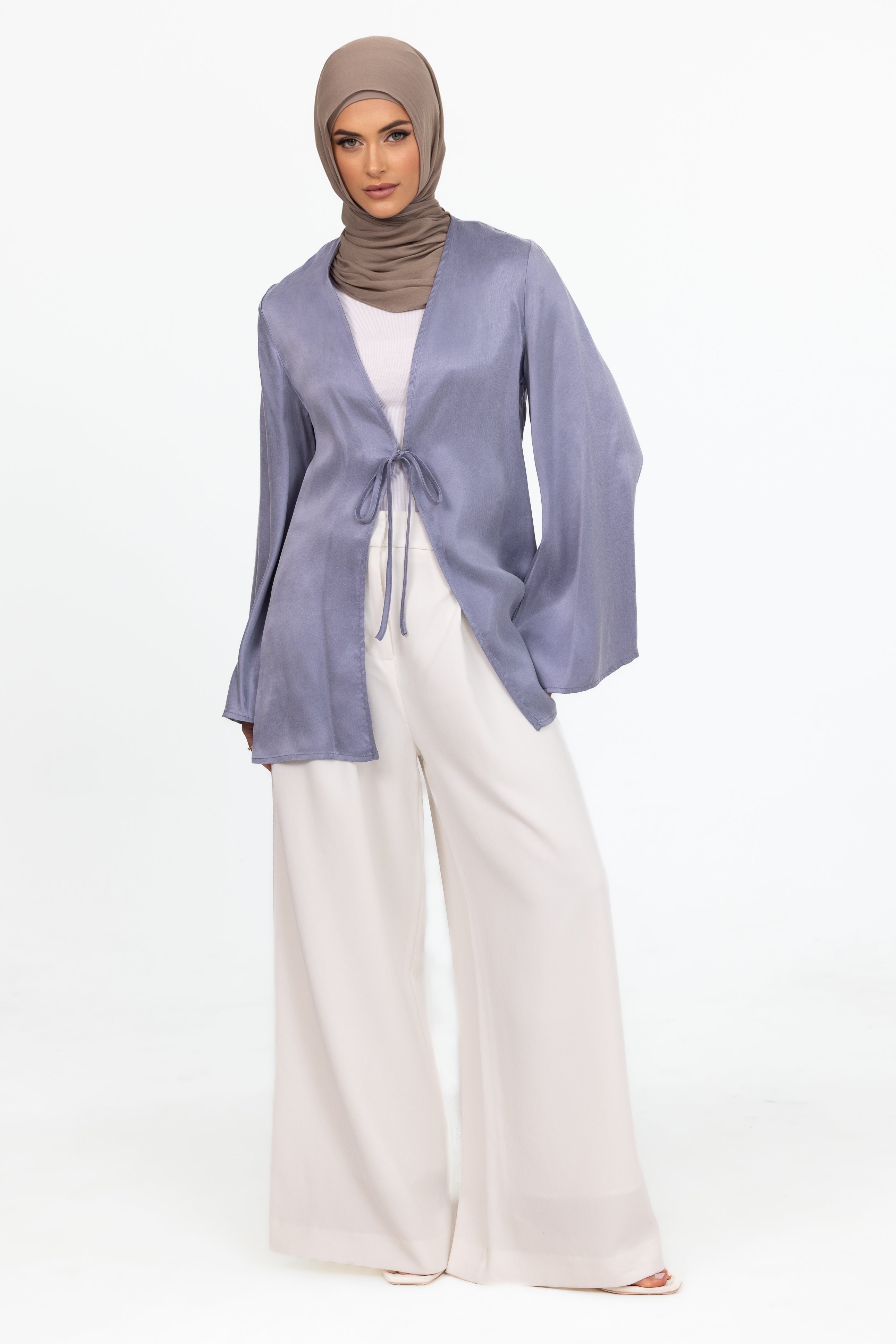 Cupro Tie Up Top - Periwinkle