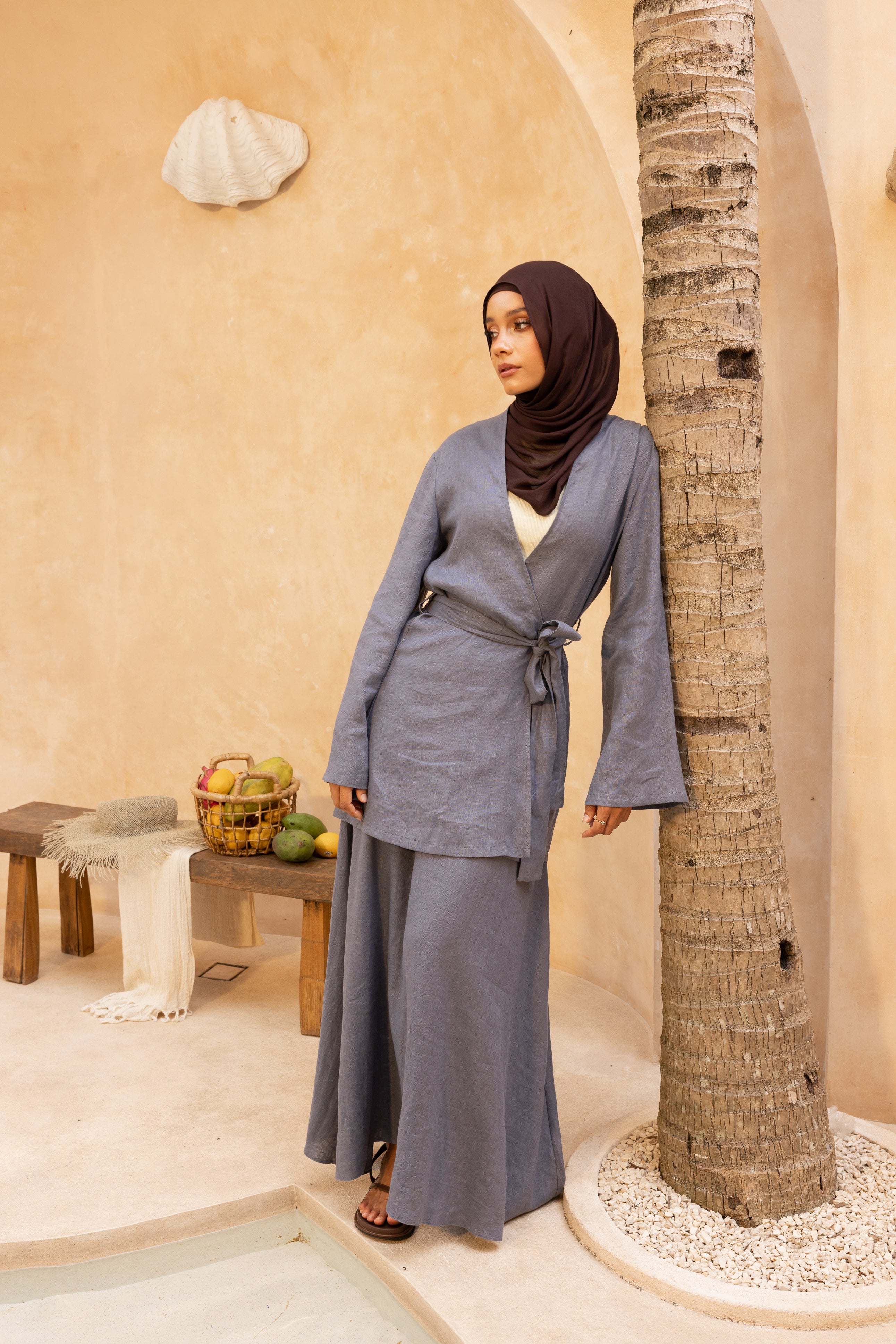 Anaya Open Blouse - Slate