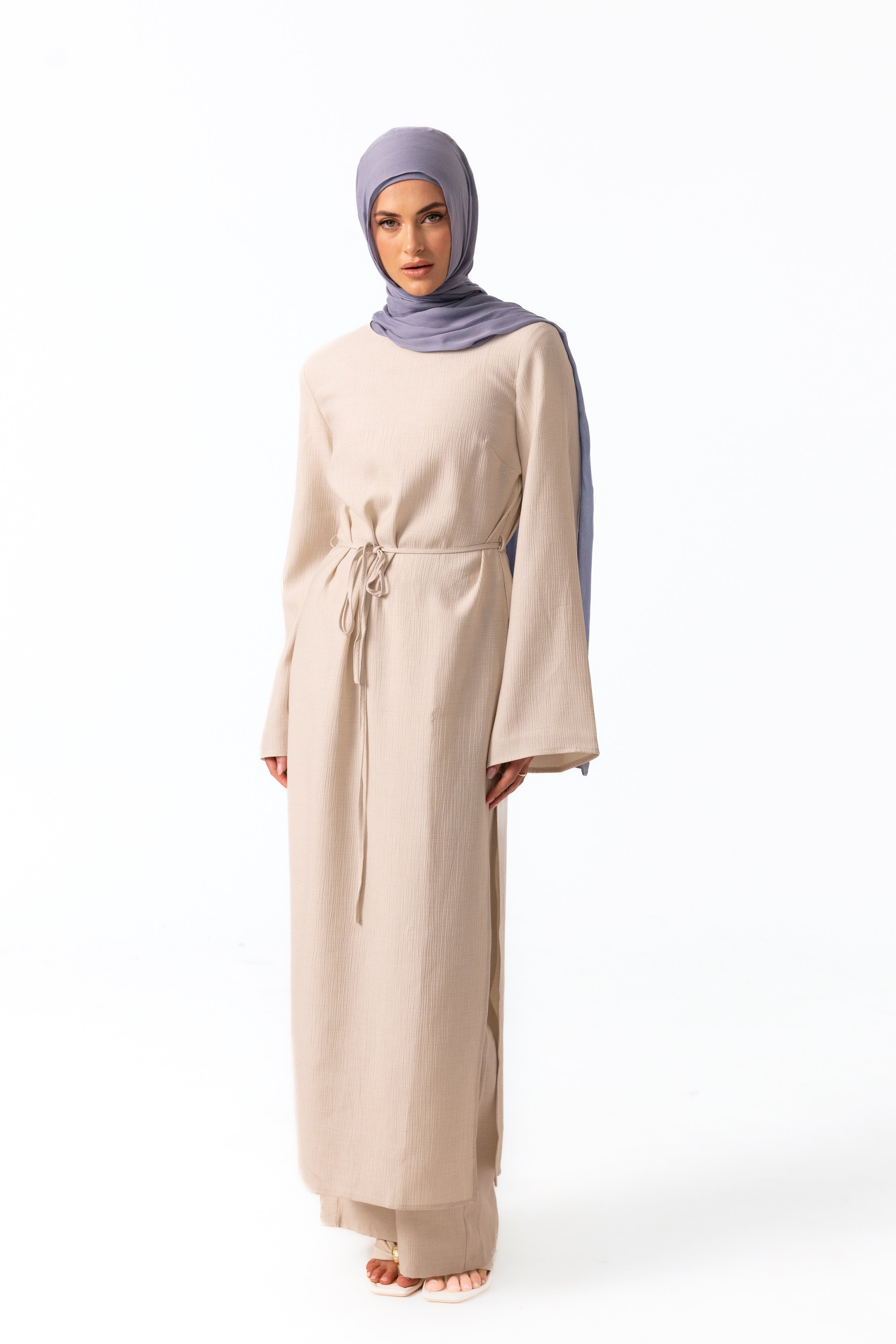 Yara Crinkle Split Tunic - Oat