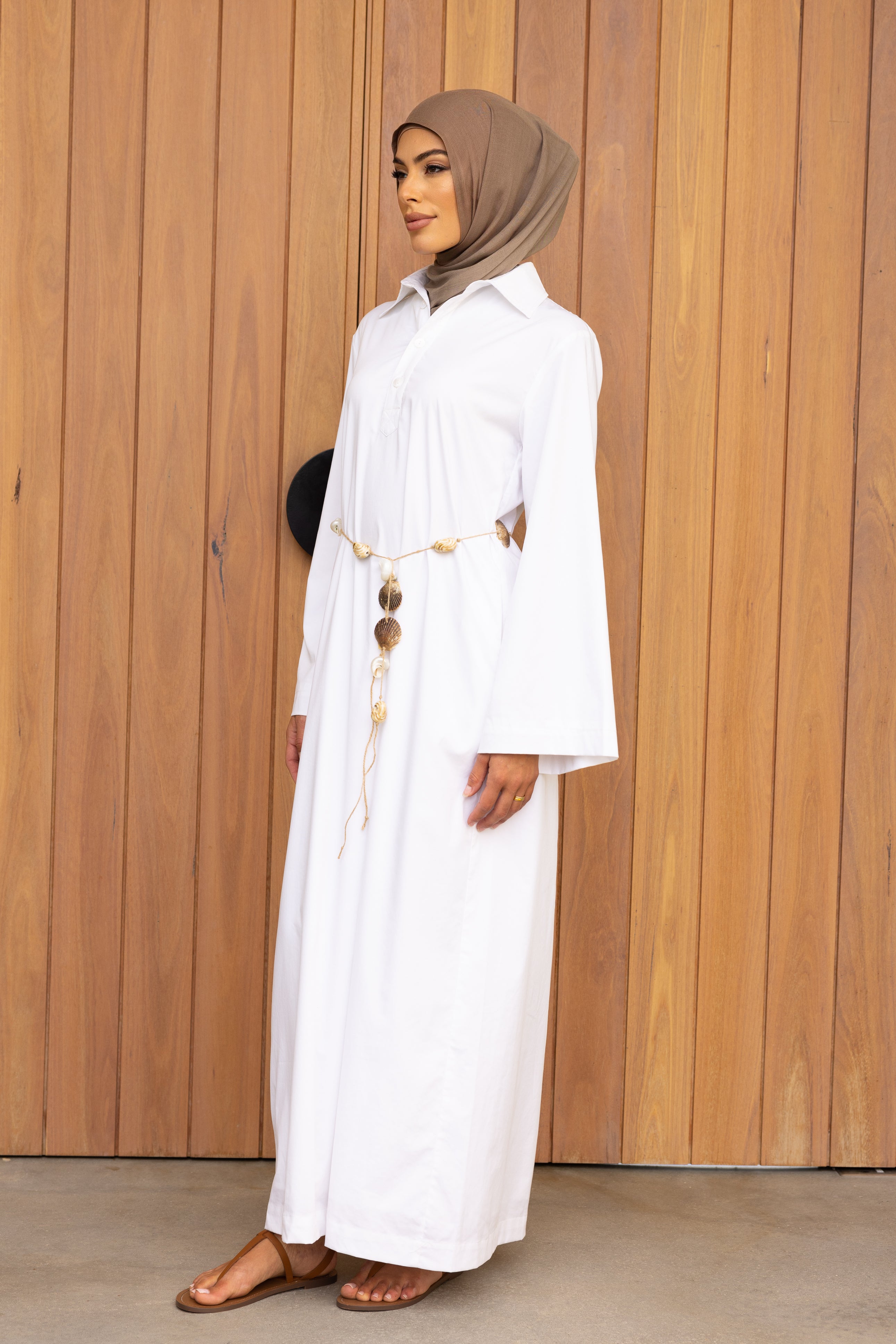 Nadira Shirt Kaftan - White