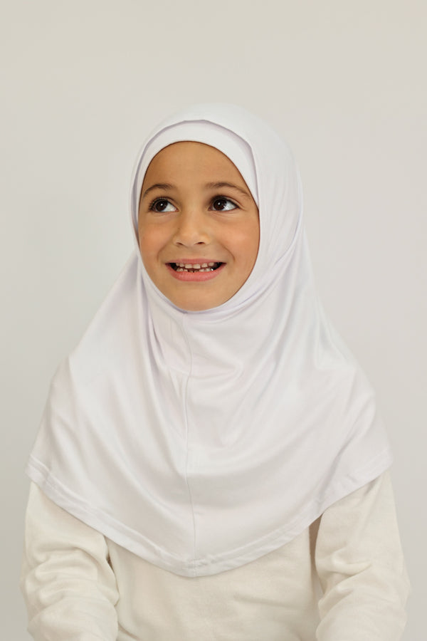 Girls 2pc Jersey Hijab - White