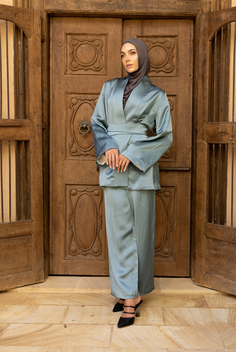 The Royal Kimono Top - Powder Blue